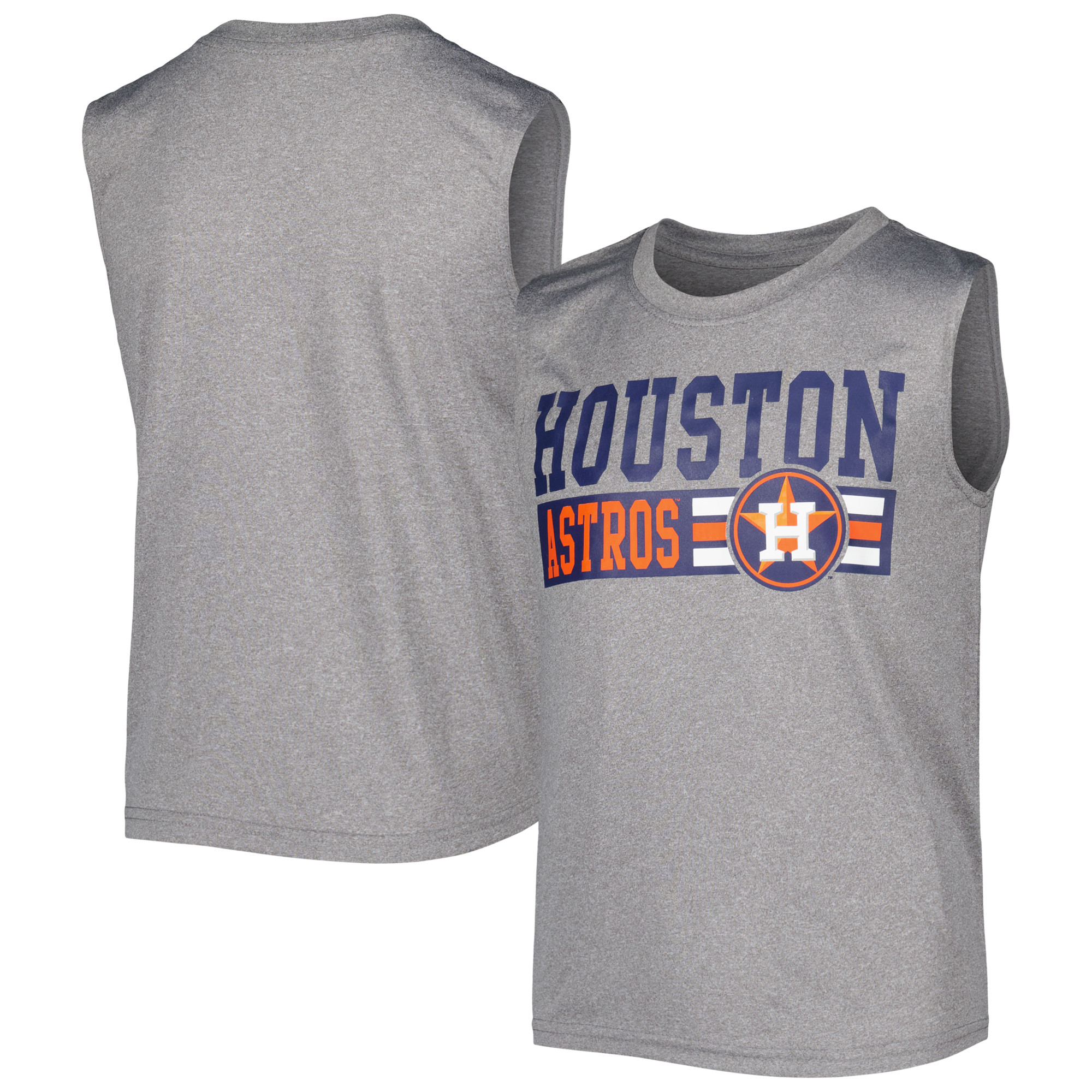 Youth Heather Gray Houston Astros Sleeveless T-Shirt Houston Astros Fan Edition