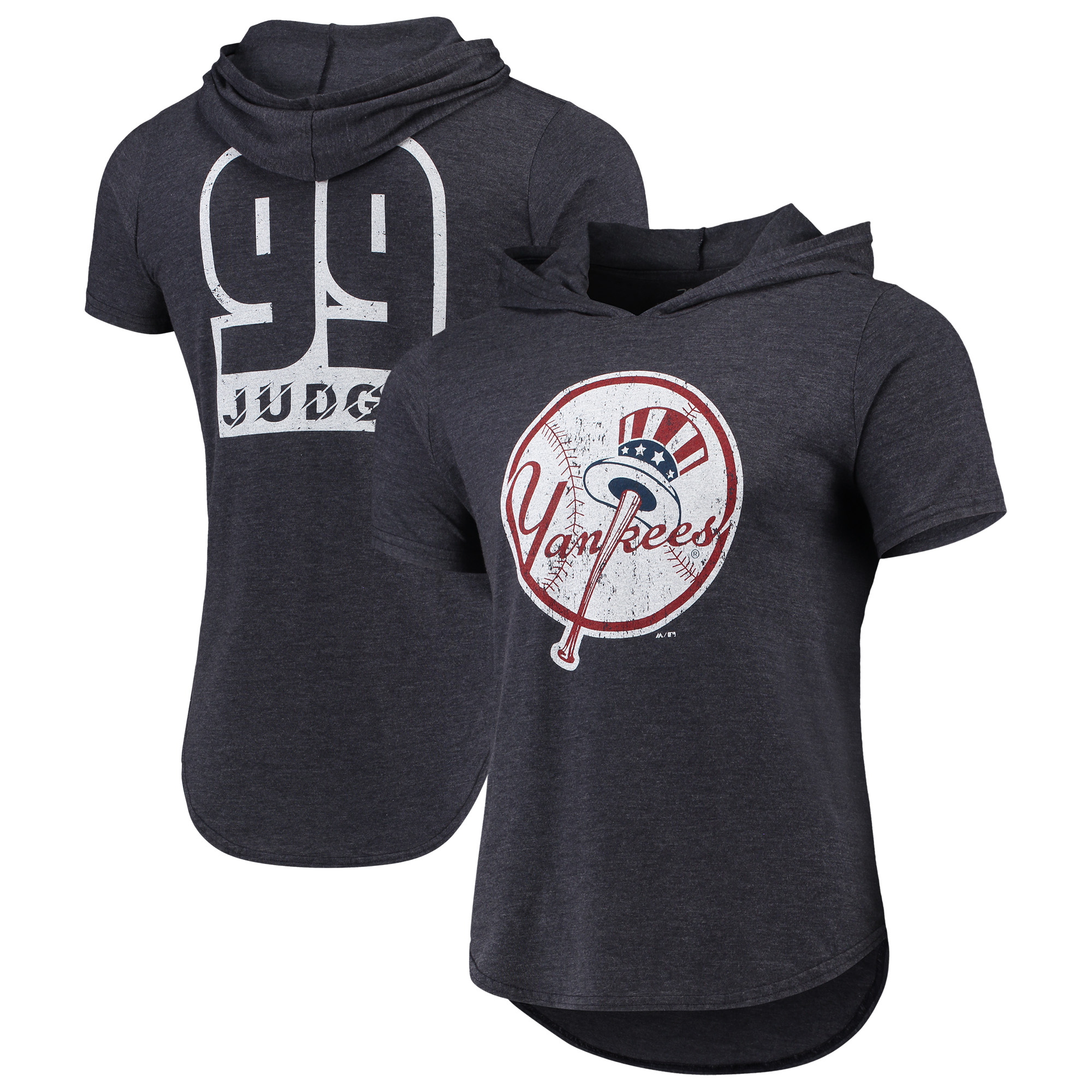 Aaron Judge New York Yankees Majestic Threads Softhand Short Sleeve Player Hoodie T-Shirt – Navy