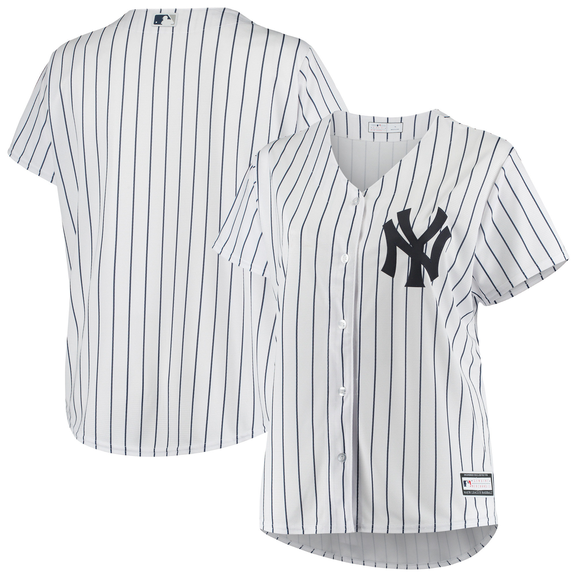 Women’s White New York Yankees Plus Size Sanitized Replica Team Jersey