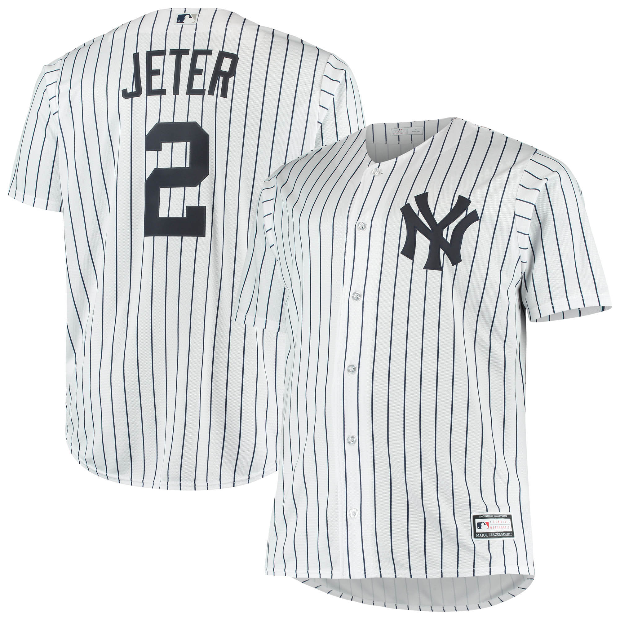 Men’s Derek Jeter White New York Yankees Big & Tall Replica Player Jersey