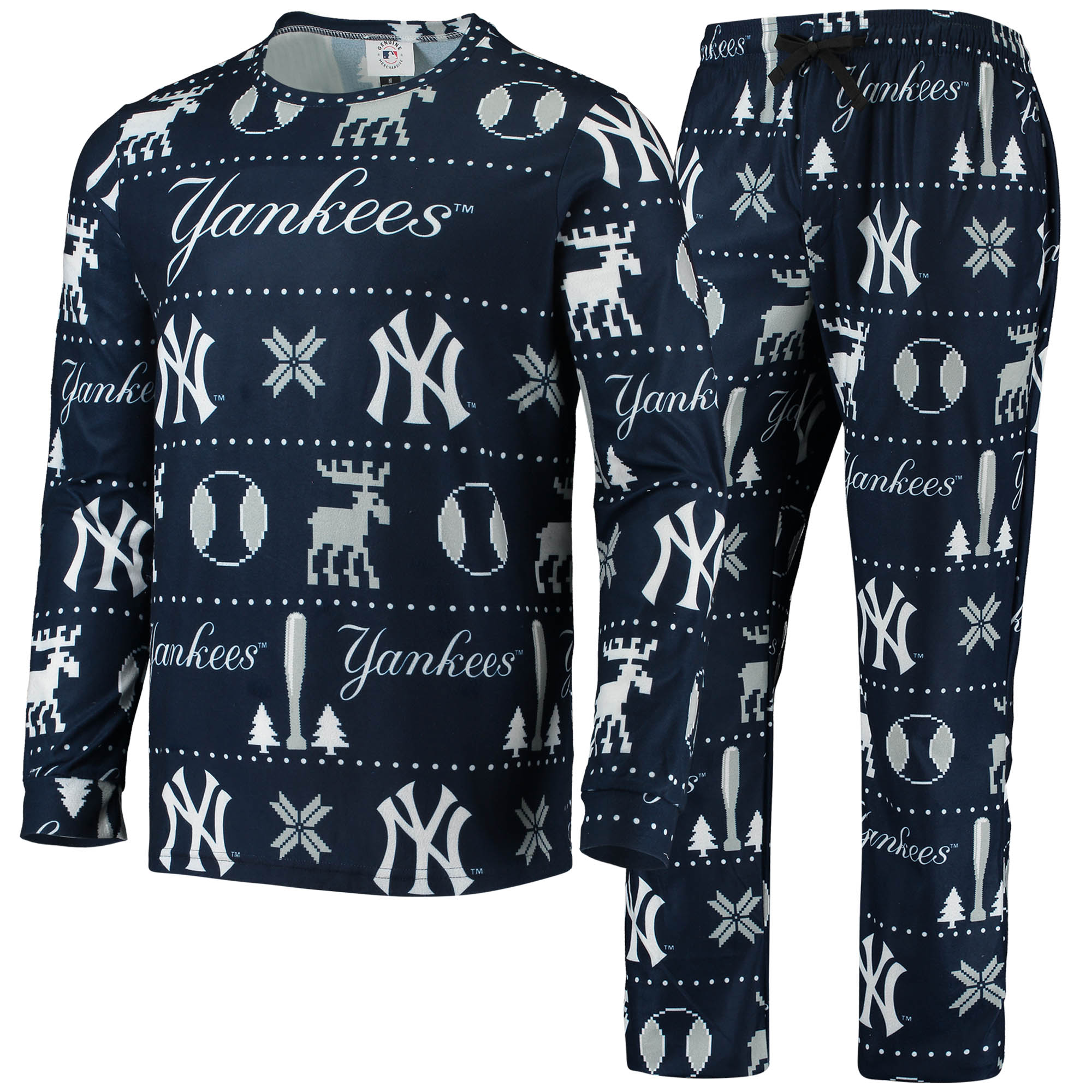 Men’s FOCO Navy New York Yankees Ugly Pajama Sleep Set