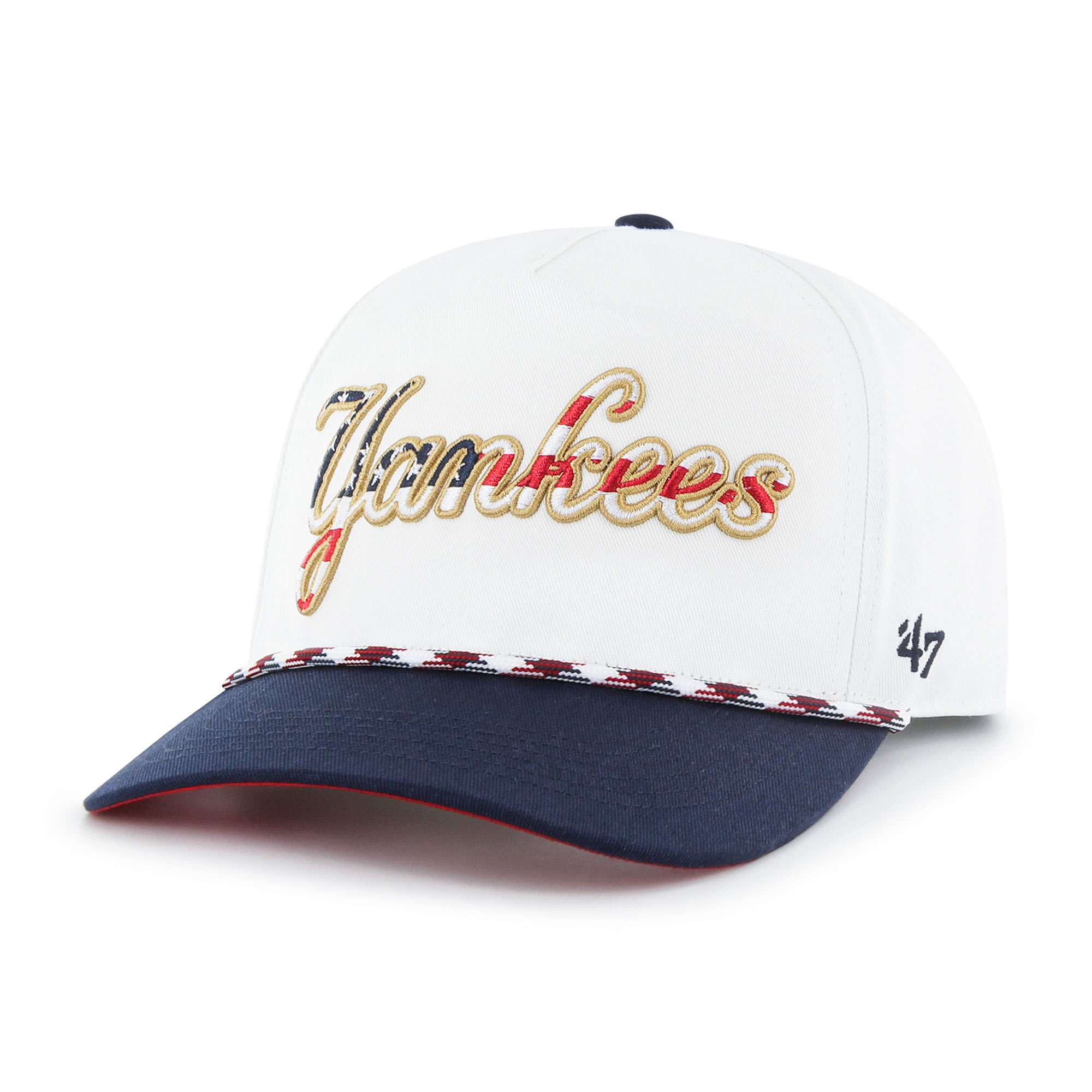 Men’s ’47 White New York Yankees Flag Script Hitch Snapback Hat
