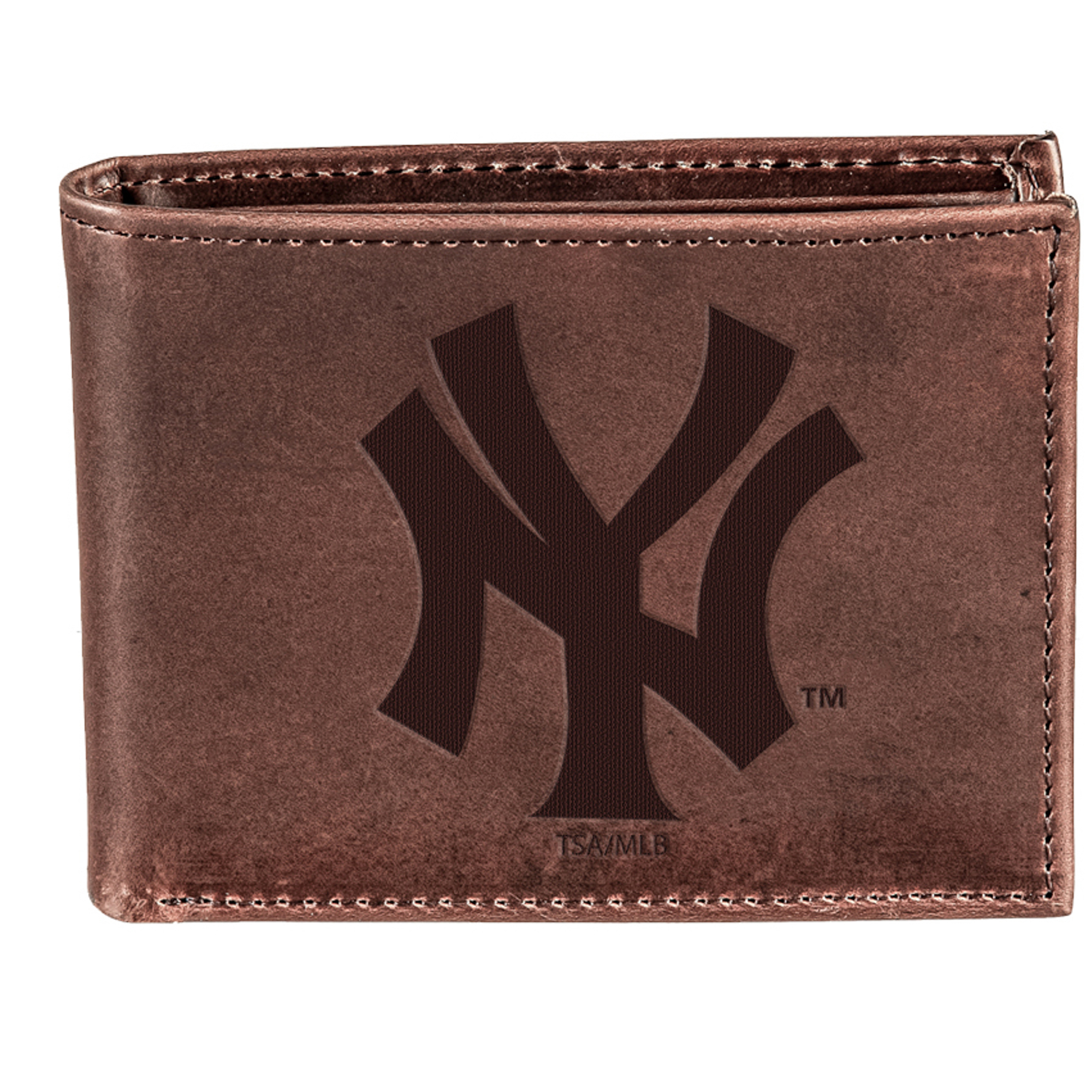 Brown New York Yankees Bi-Fold Leather Wallet