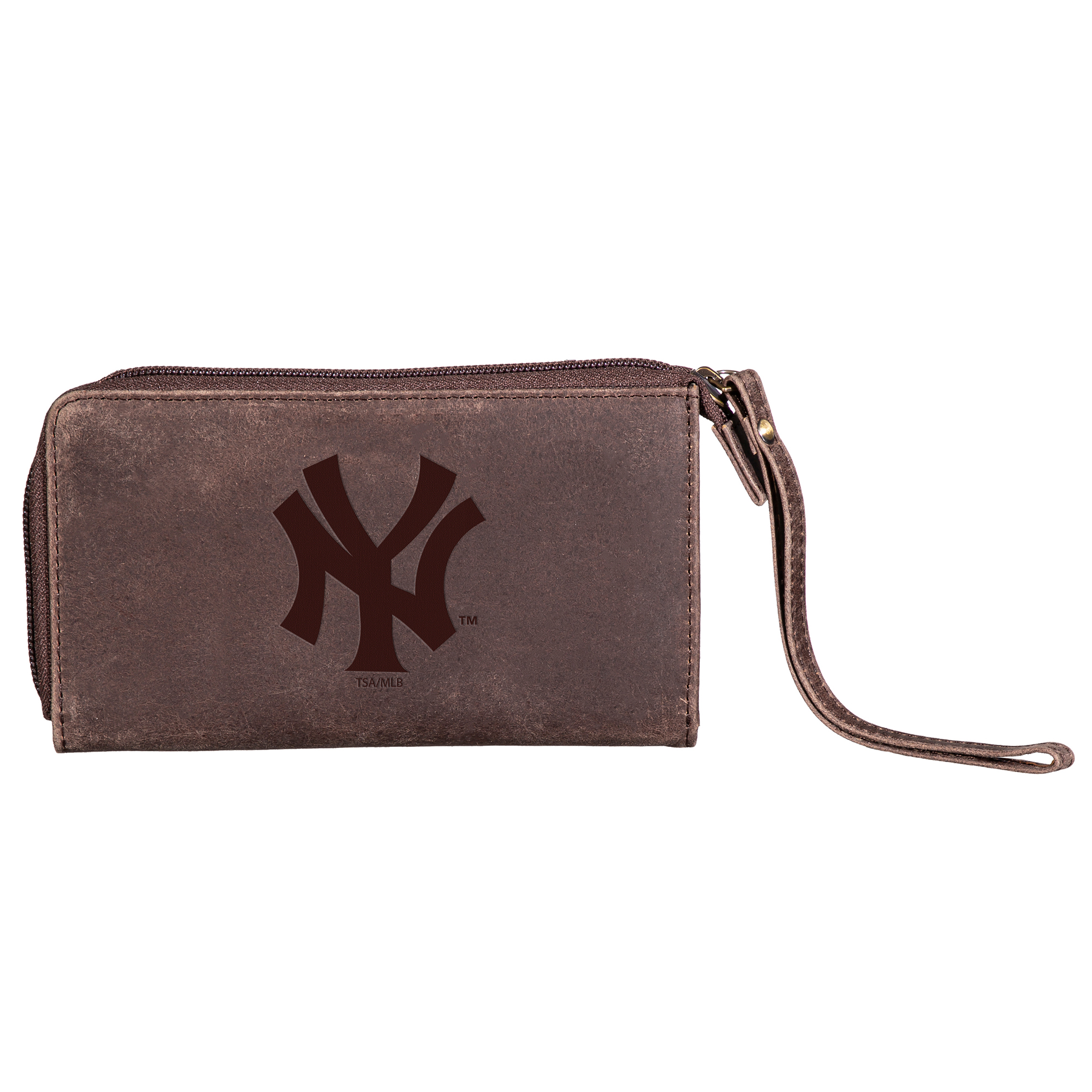 Brown New York Yankees Cell Phone Wristlet Wallet