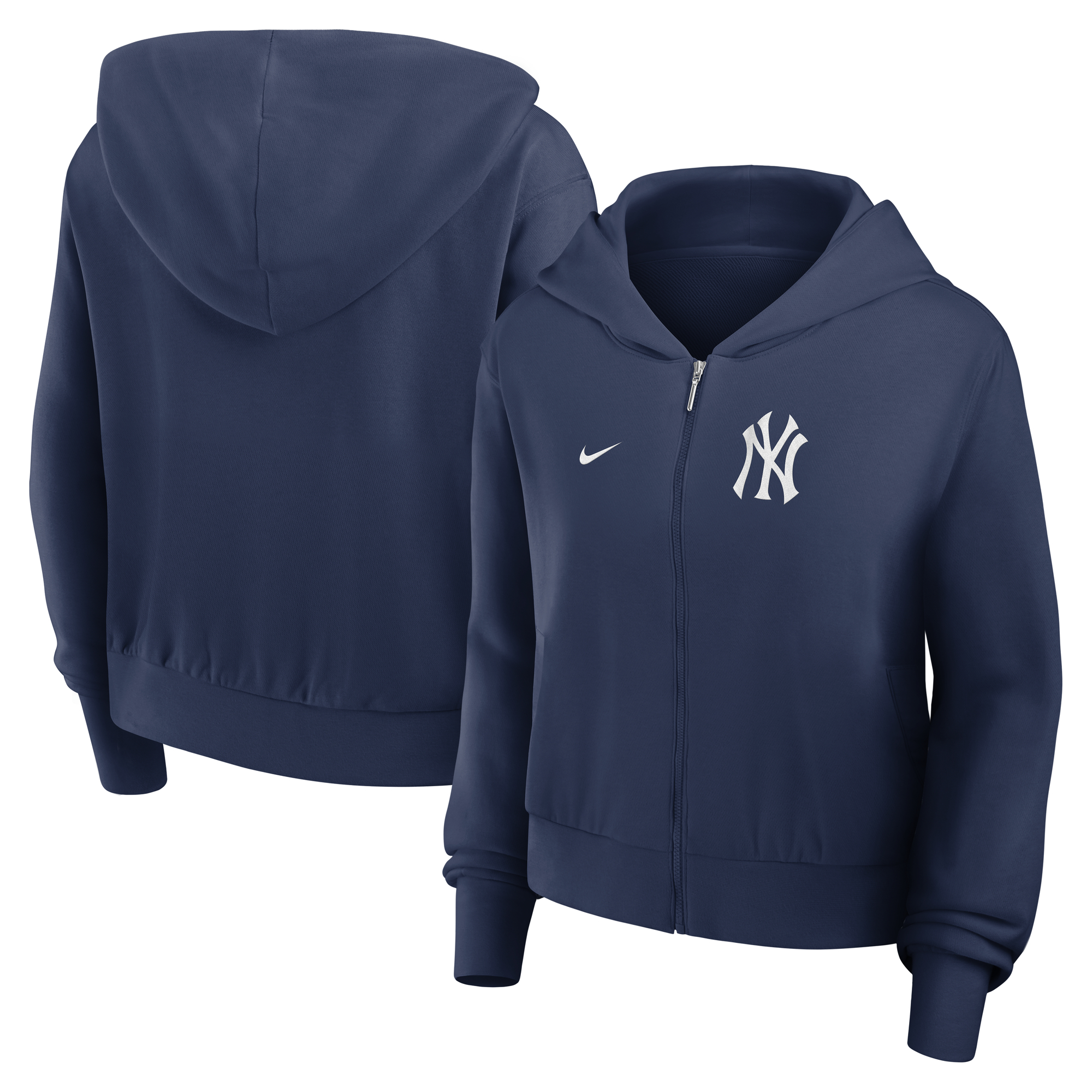 Women’s Nike Navy New York Yankees Cropped Chill Full-Zip Hoodie