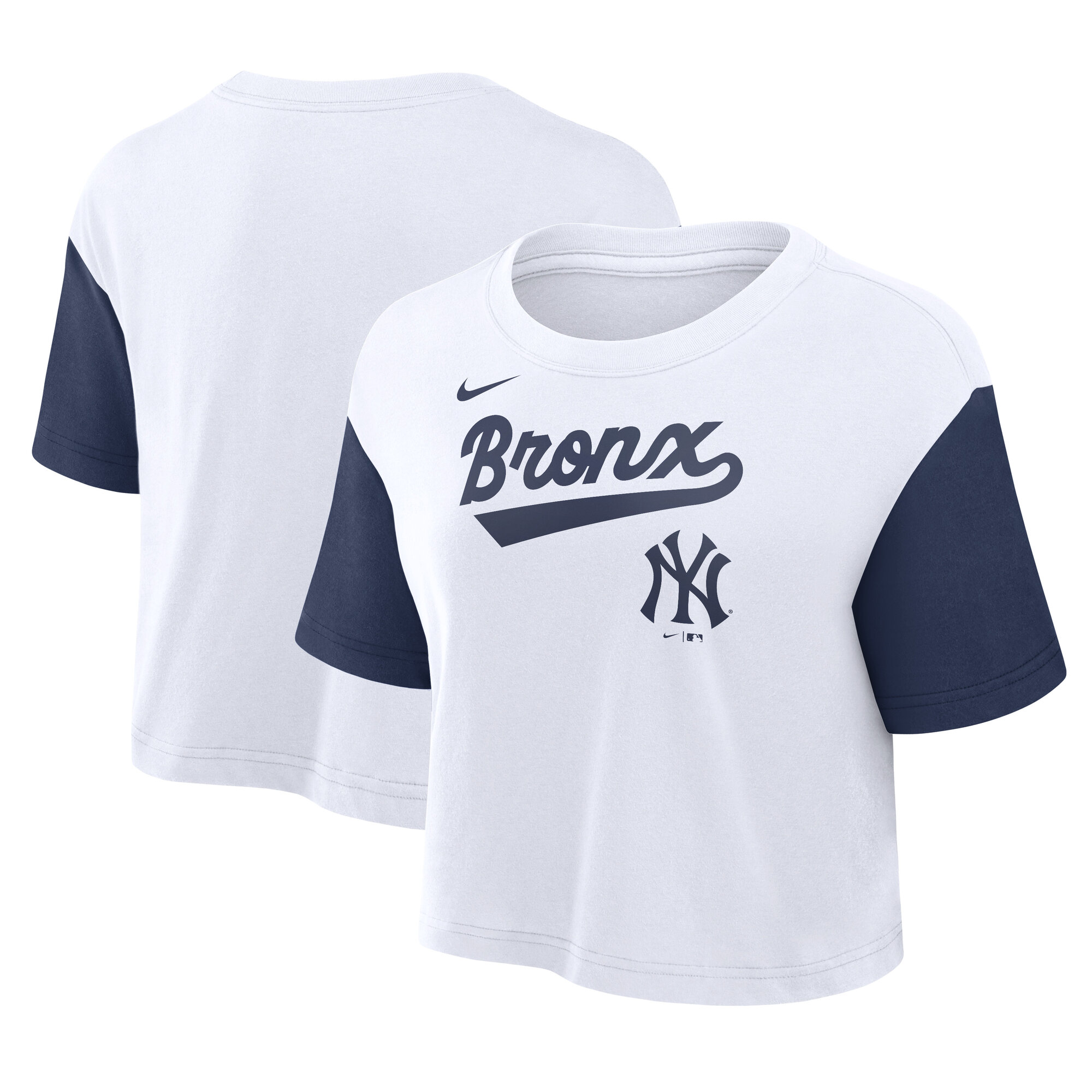 Women’s Nike White/Navy New York Yankees Script Dri-FIT Cropped T-Shirt