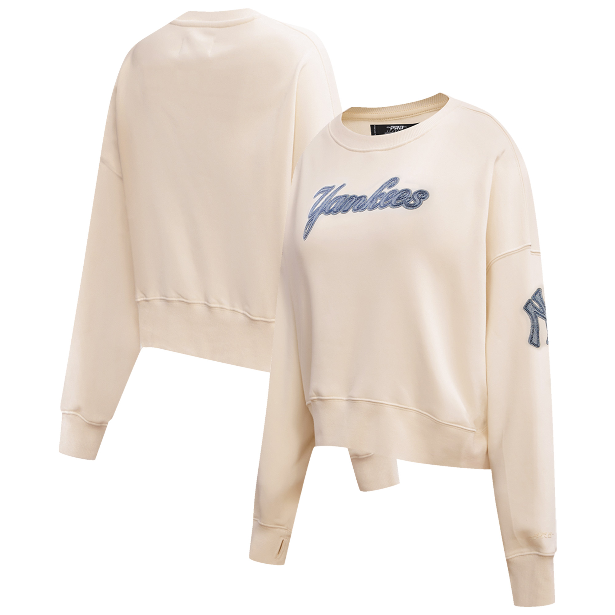 Women’s Pro Standard Oatmeal New York Yankees Varsity Blues Fleece Pullover Sweatshirt