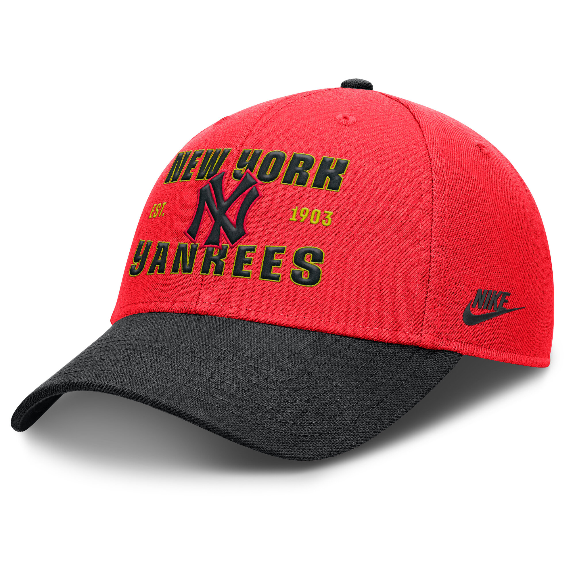 Men’s Nike Red/Black New York Yankees Rise Neon Performance Adjustable Hat