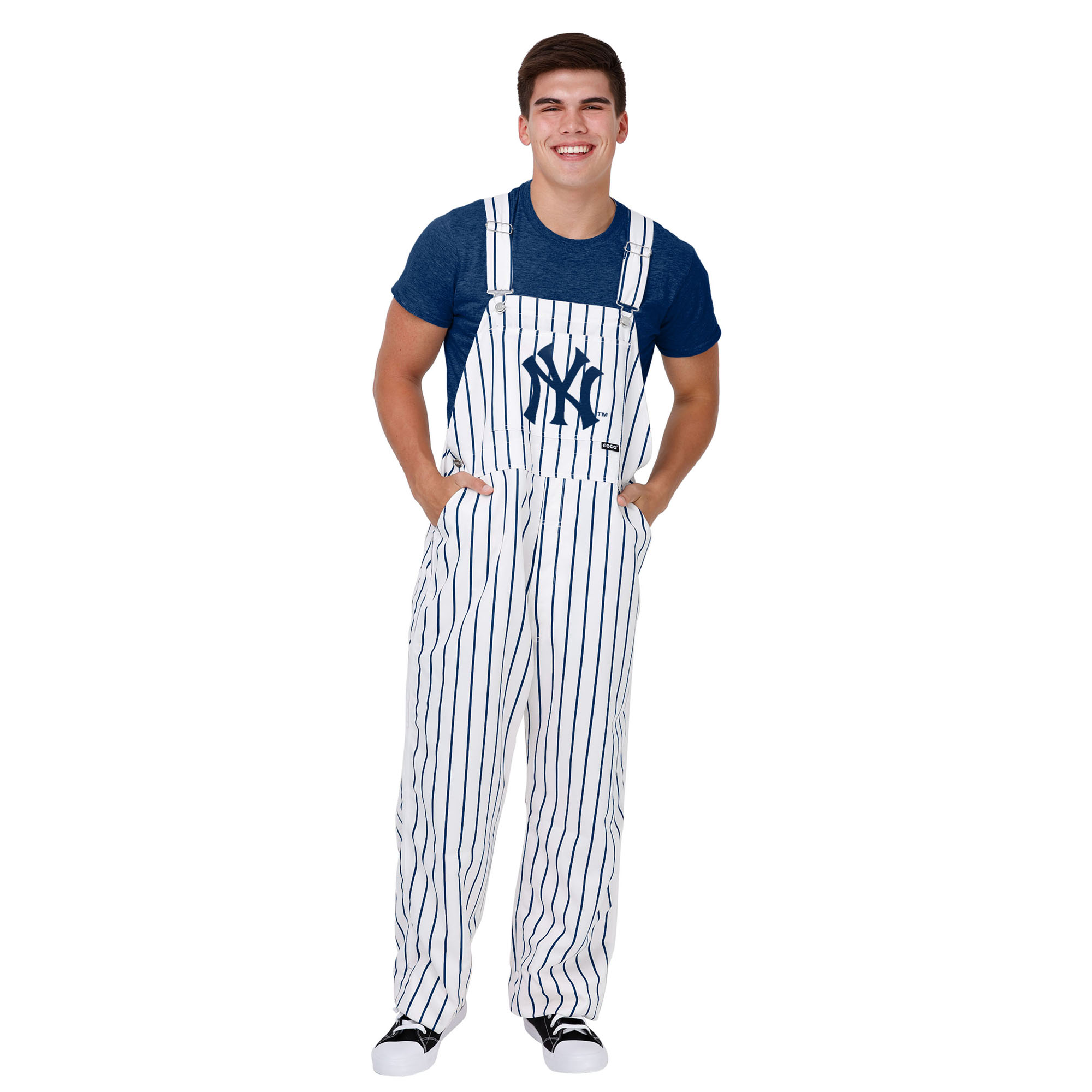 Men’s FOCO White New York Yankees Pinstripe Bib Overalls
