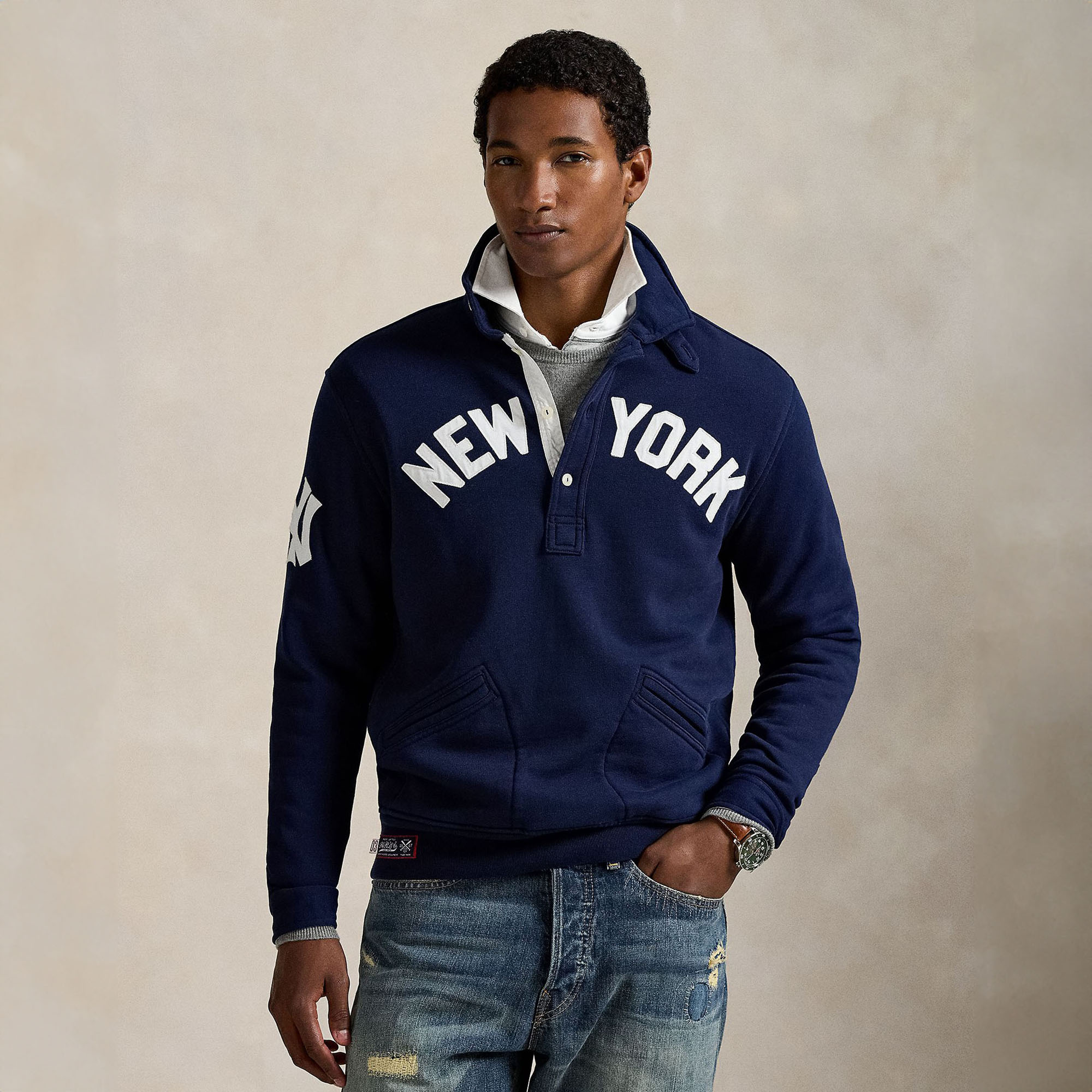 Polo Ralph Lauren  Navy Yankees Vintage Fleece Hoodie