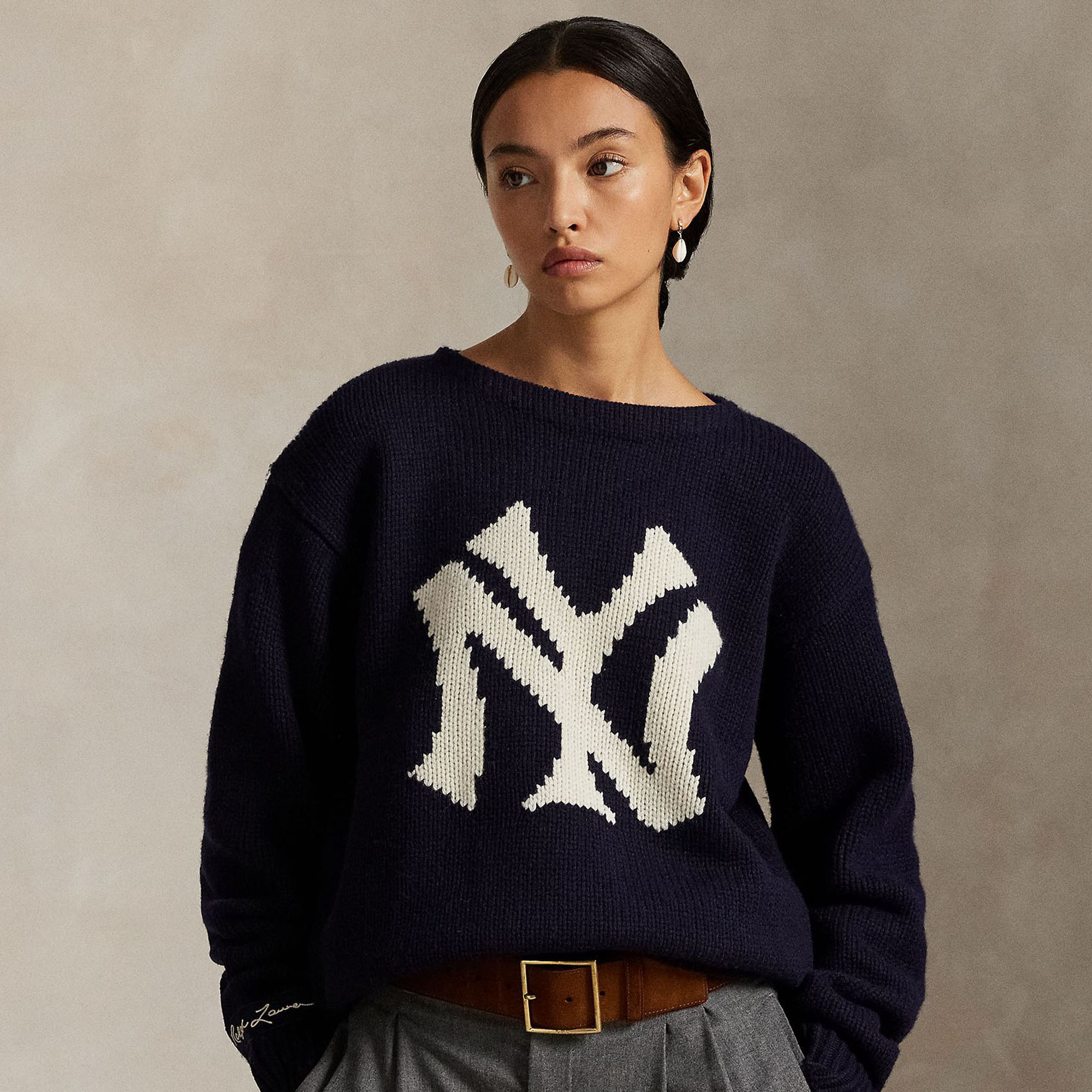 Polo Ralph Lauren Navy Yankees Logo Sweater
