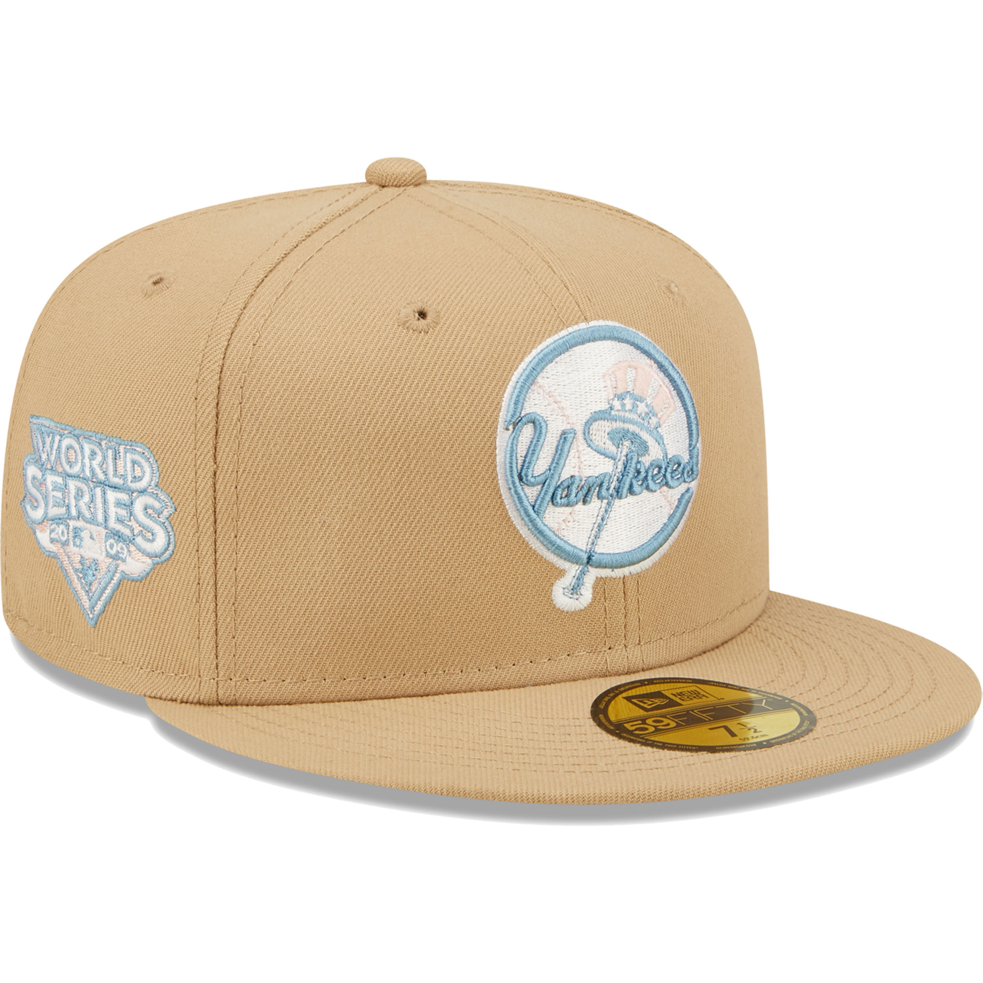 Men’s New Era Tan New York Yankees 2009 World Series Sky Blue Undervisor 59FIFTY Fitted Hat