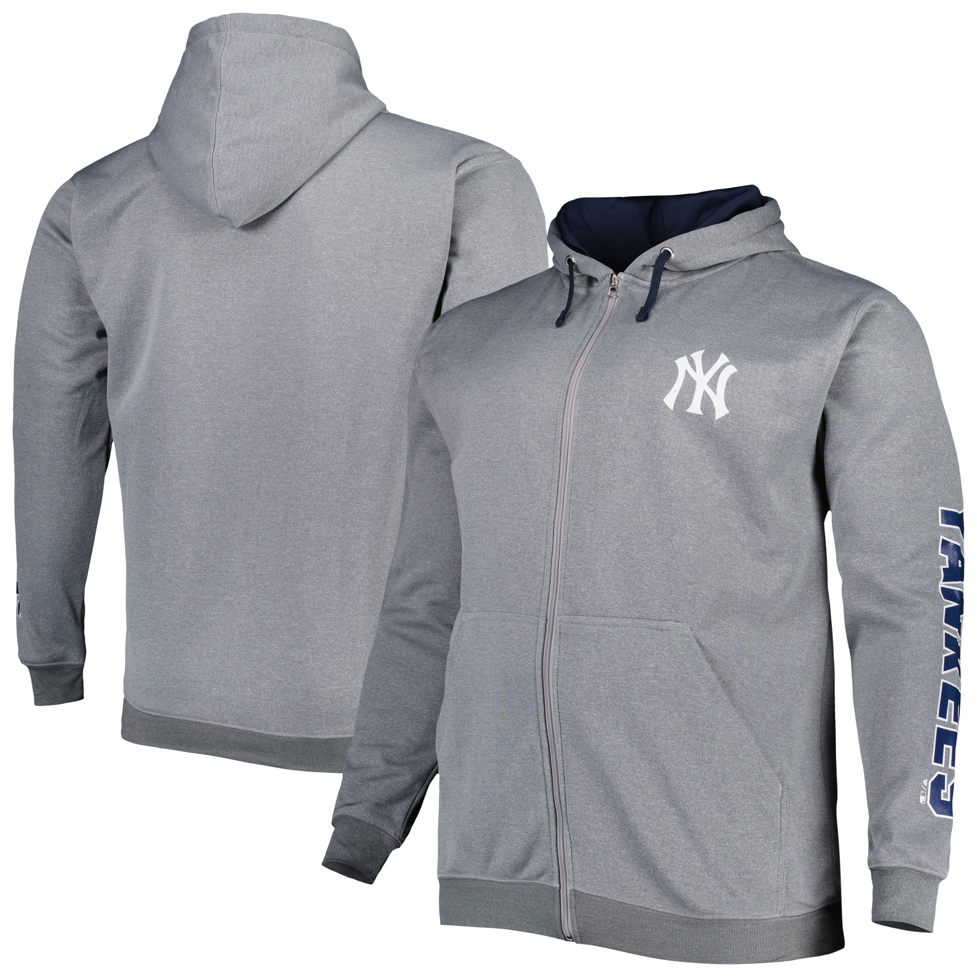 Men’s Profile Ash New York Yankees Big & Tall Pullover Hoodie