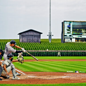 Aaron Judge New York Yankees Unsigned MLB at Field of Dreams Hitting Photograph