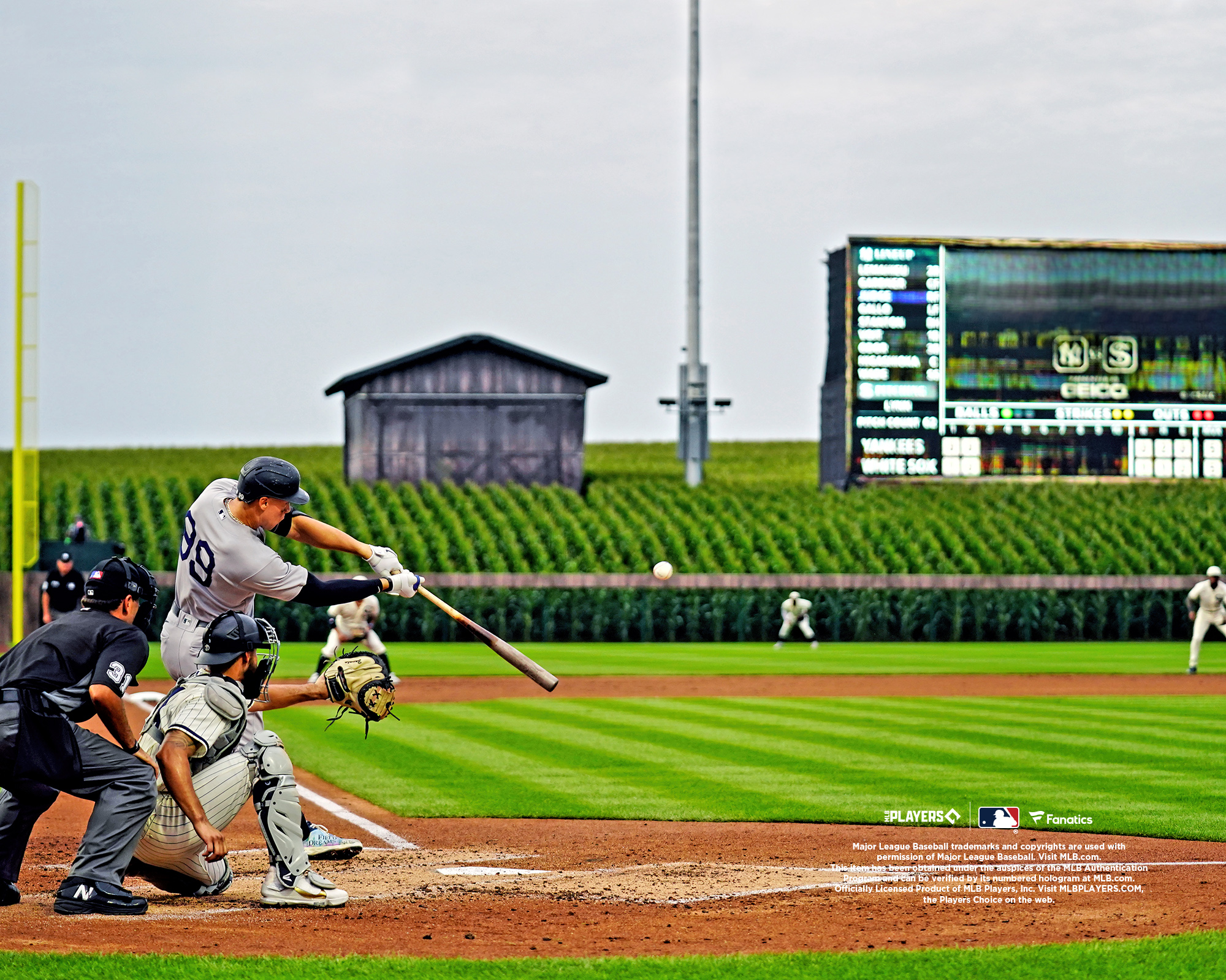 Aaron Judge New York Yankees Unsigned MLB at Field of Dreams Hitting Photograph