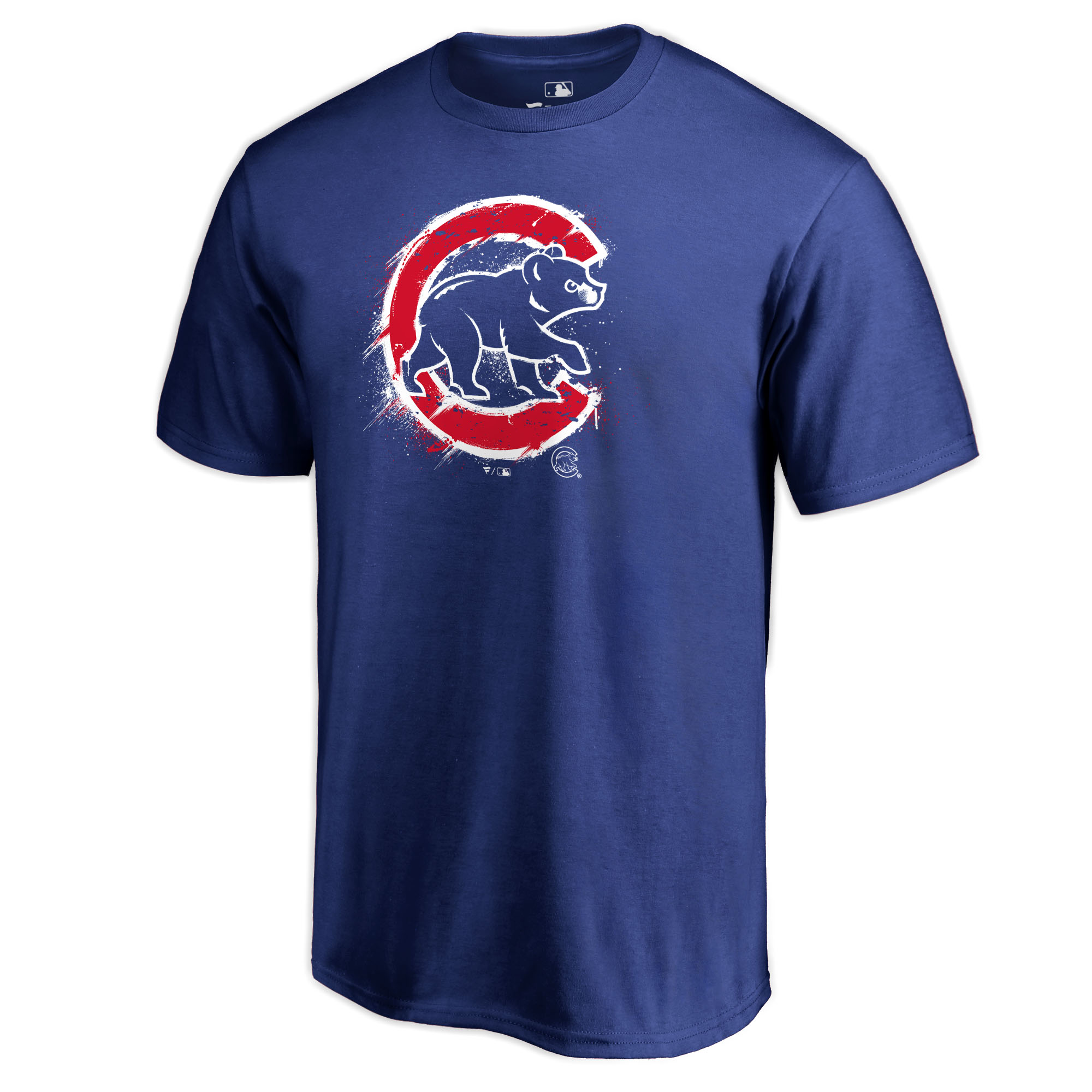 Men’s Royal Chicago Cubs Splatter Logo T-Shirt