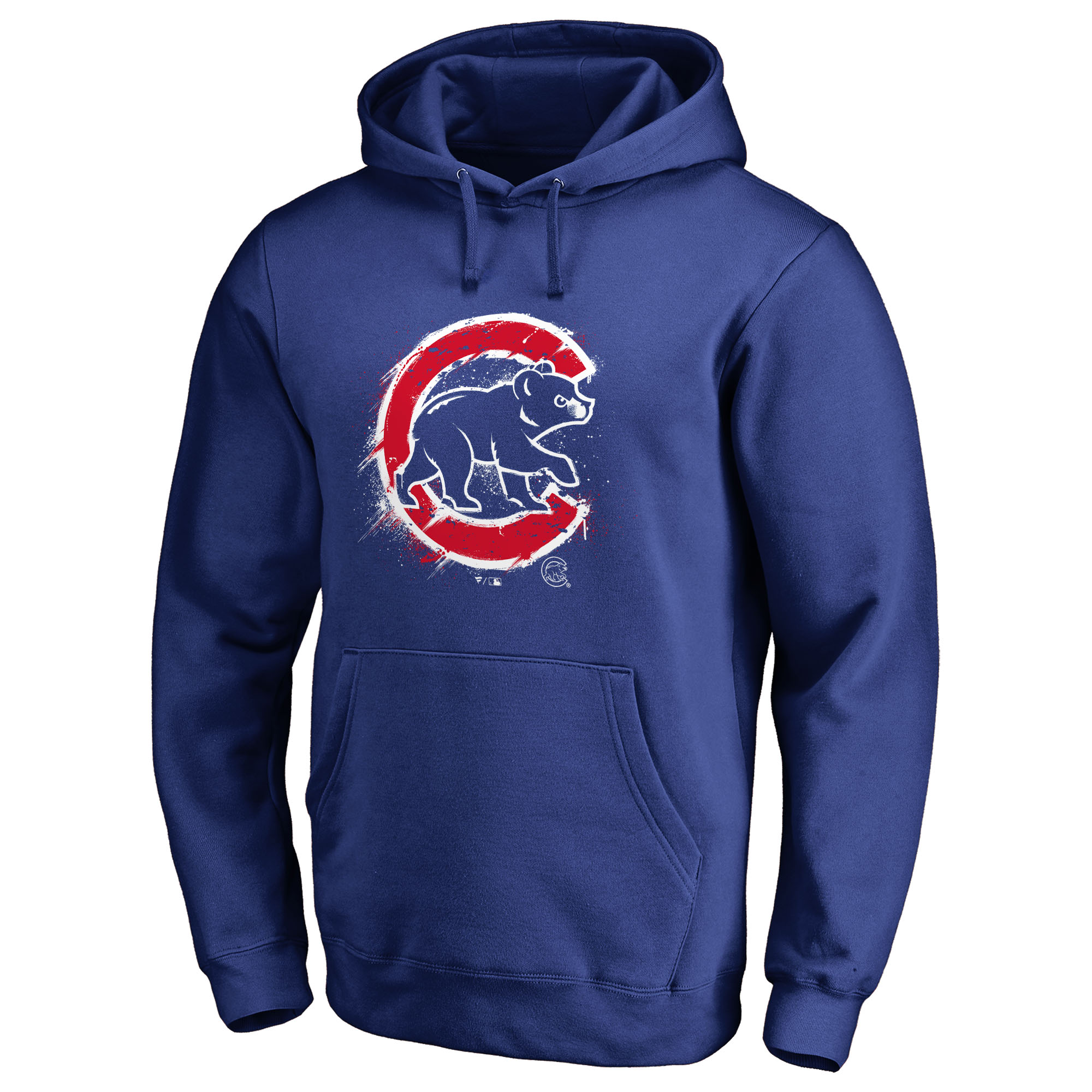 Men’s Royal Chicago Cubs Splatter Logo Pullover Hoodie