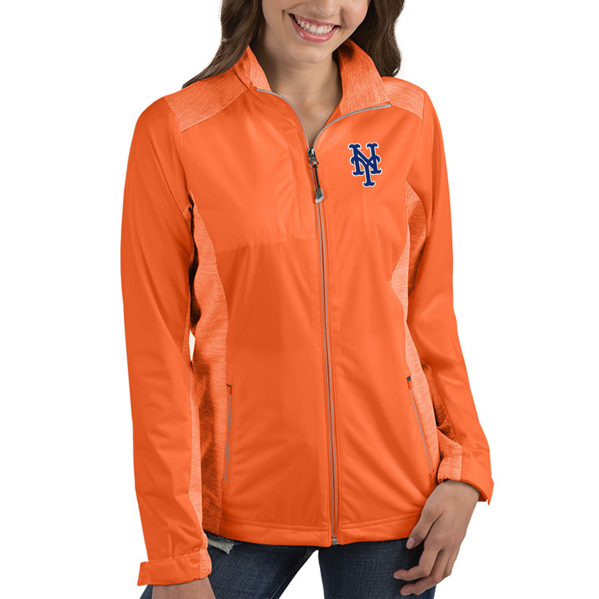 Women’s Antigua Orange New York Mets Revolve Full-Zip Jacket