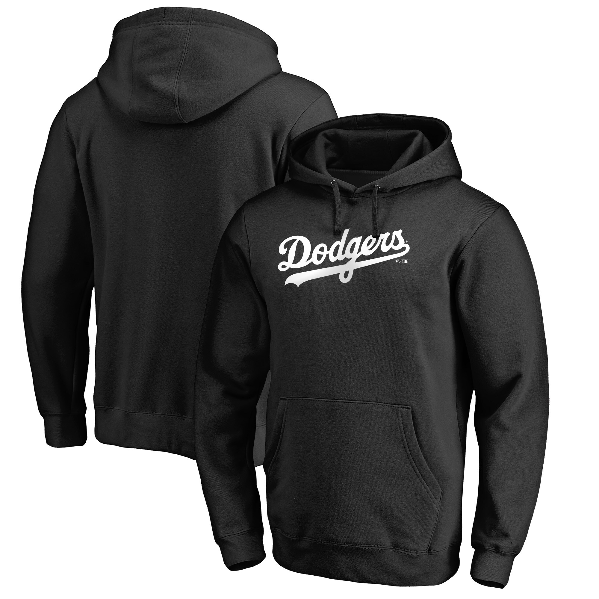 Men’s Black Los Angeles Dodgers Official Wordmark Fitted Pullover Hoodie