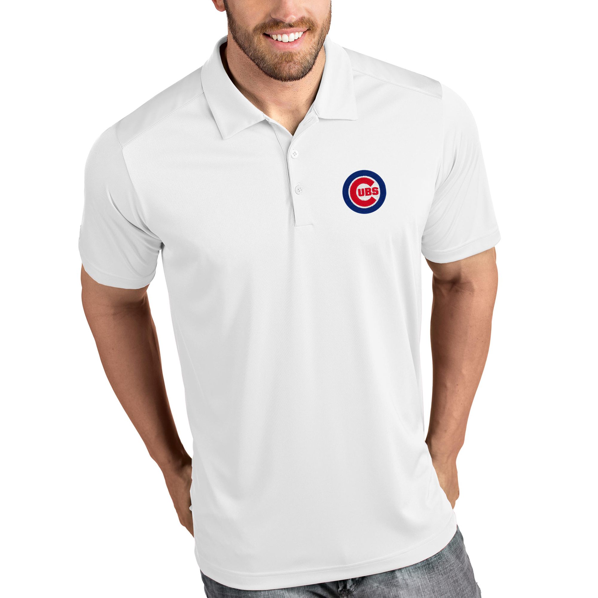 Men’s Antigua White Chicago Cubs Tribute Polo