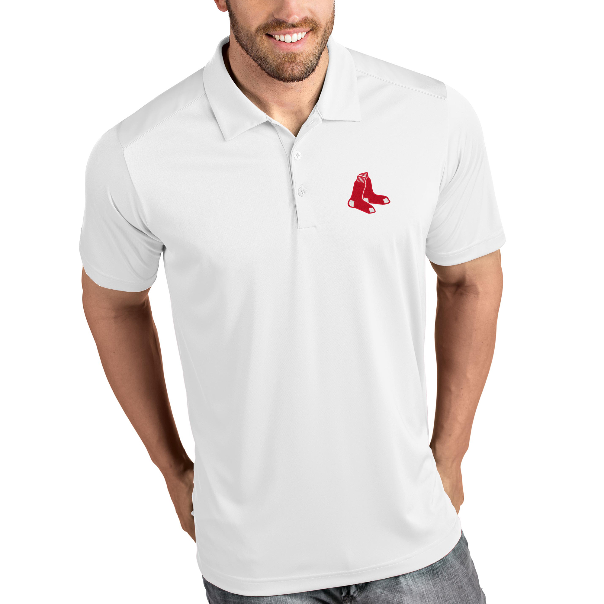 Men’s Antigua White Boston Red Sox Tribute Polo