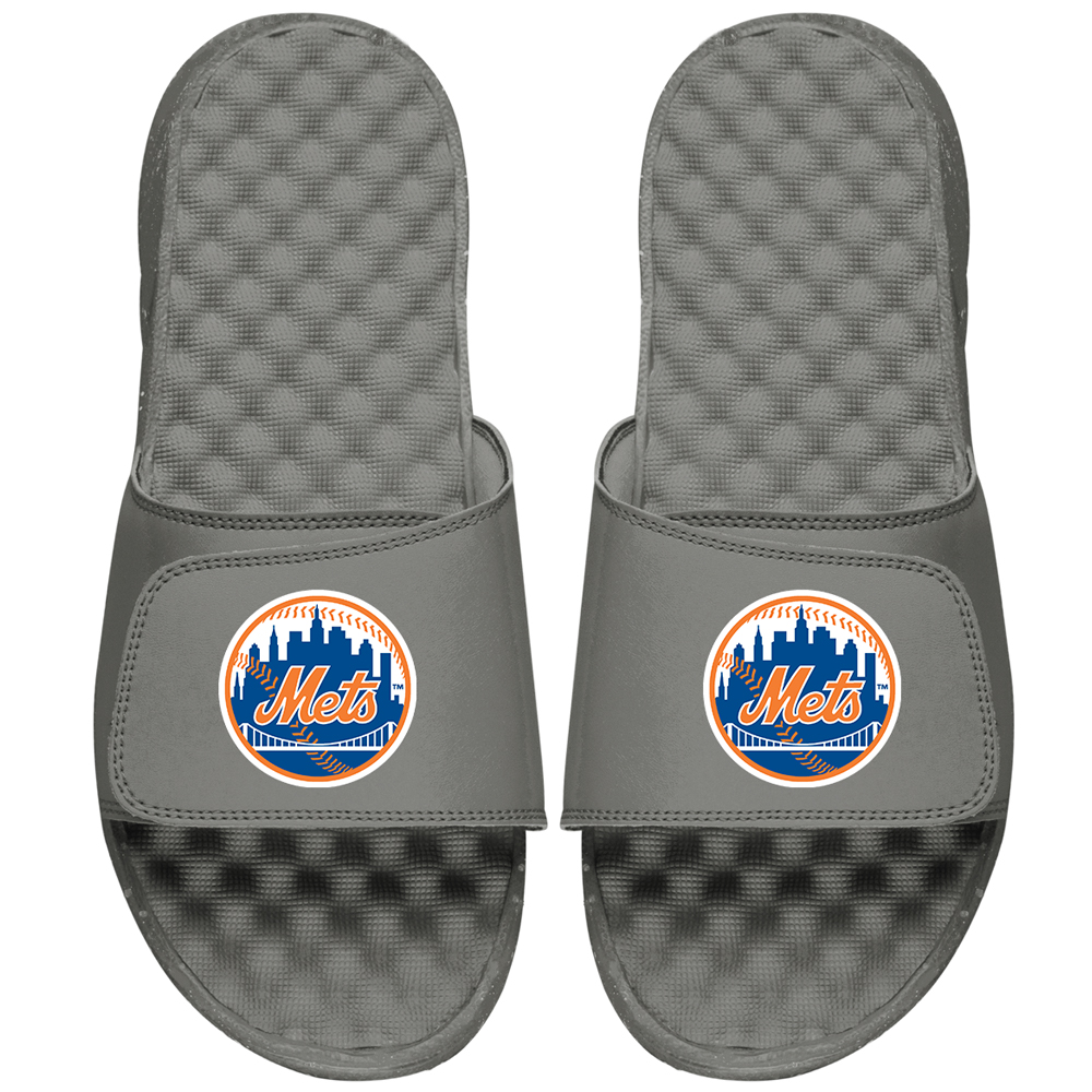 Men’s ISlide Gray New York Mets Primary Logo Slide Sandals