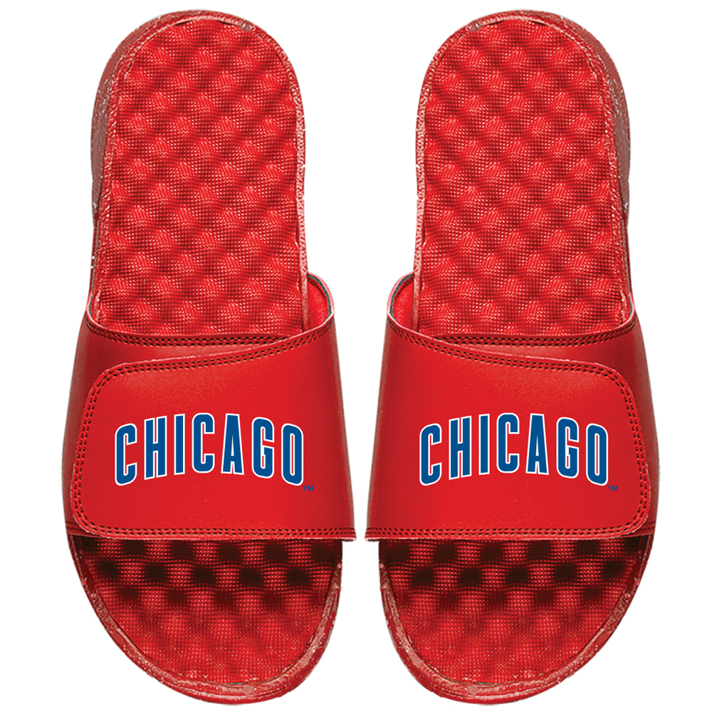 Men’s ISlide Red Chicago Cubs Wordmark Slide Sandals