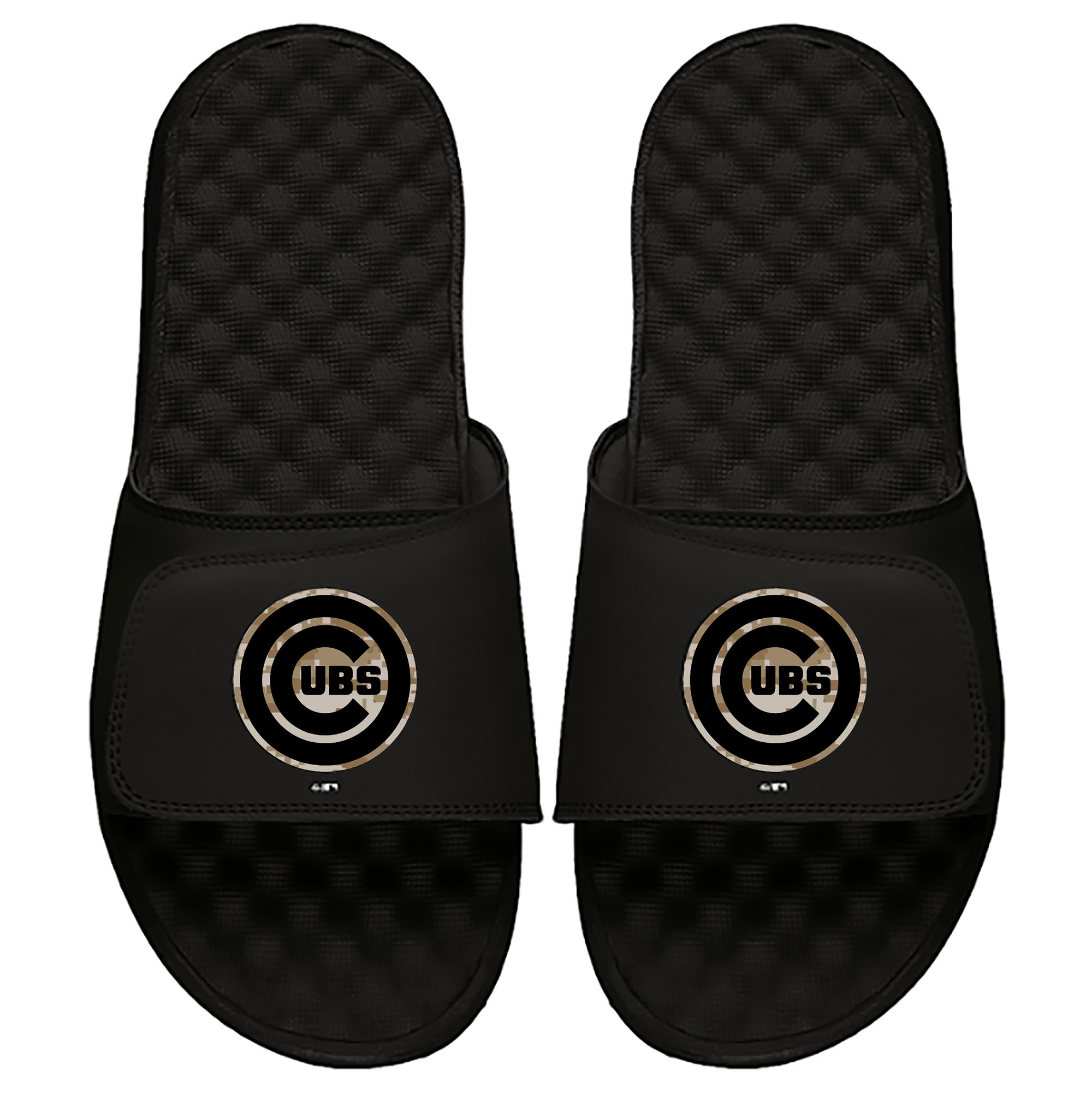 Youth ISlide Black Chicago Cubs Camo Logo Slide Sandals