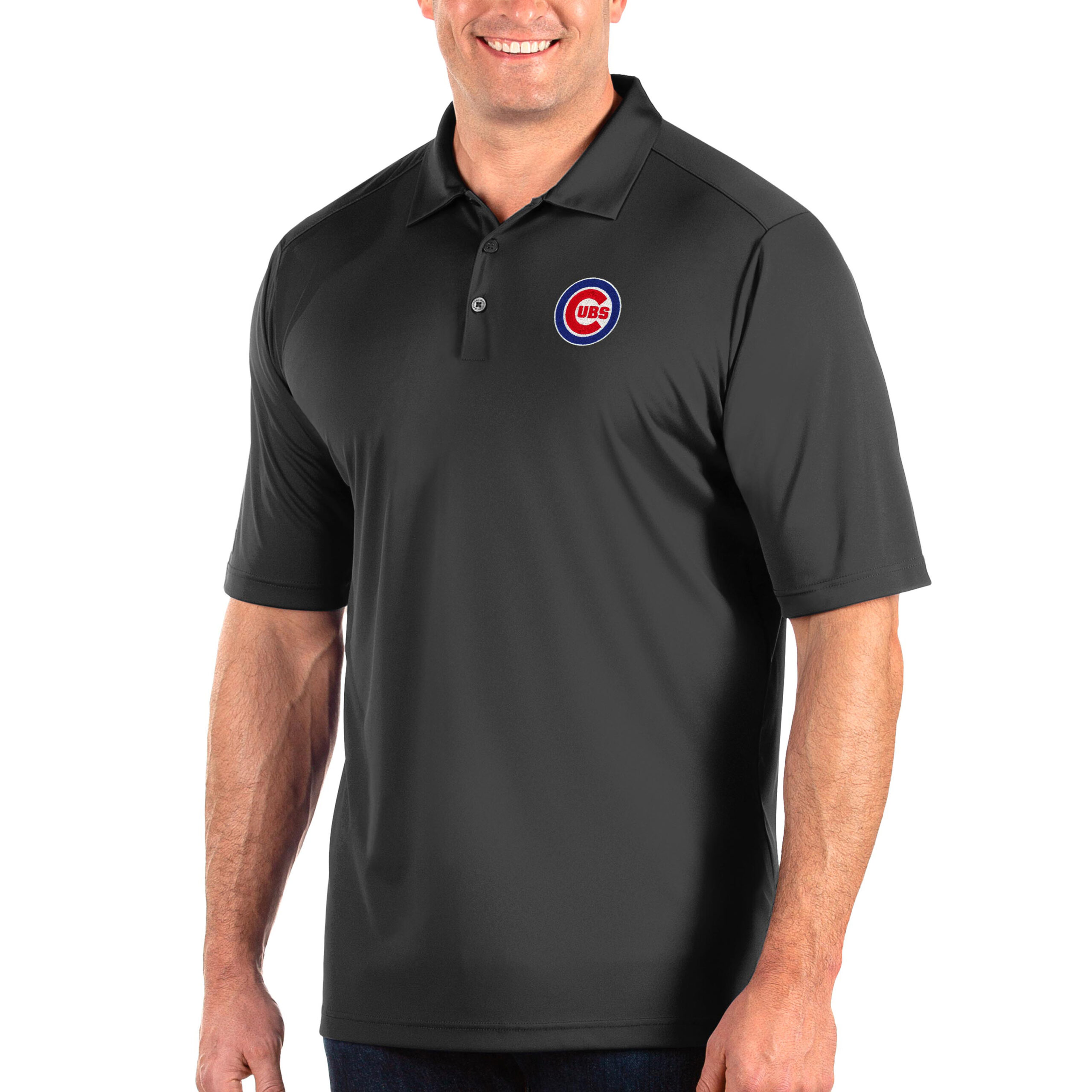 Men’s Antigua Gray Chicago Cubs Big & Tall Tribute Polo