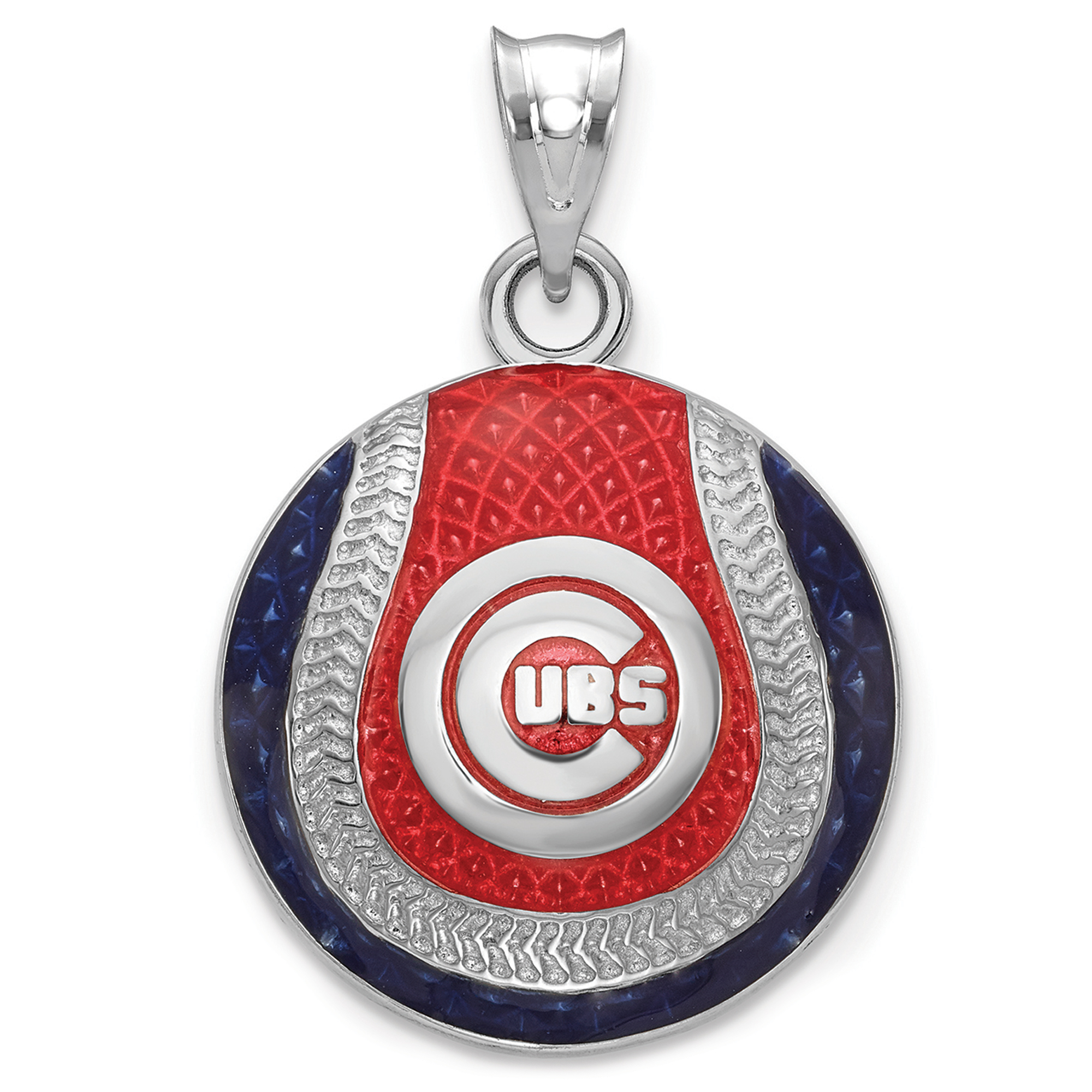 Women’s Chicago Cubs Sterling Silver Enameled Baseball Pendant