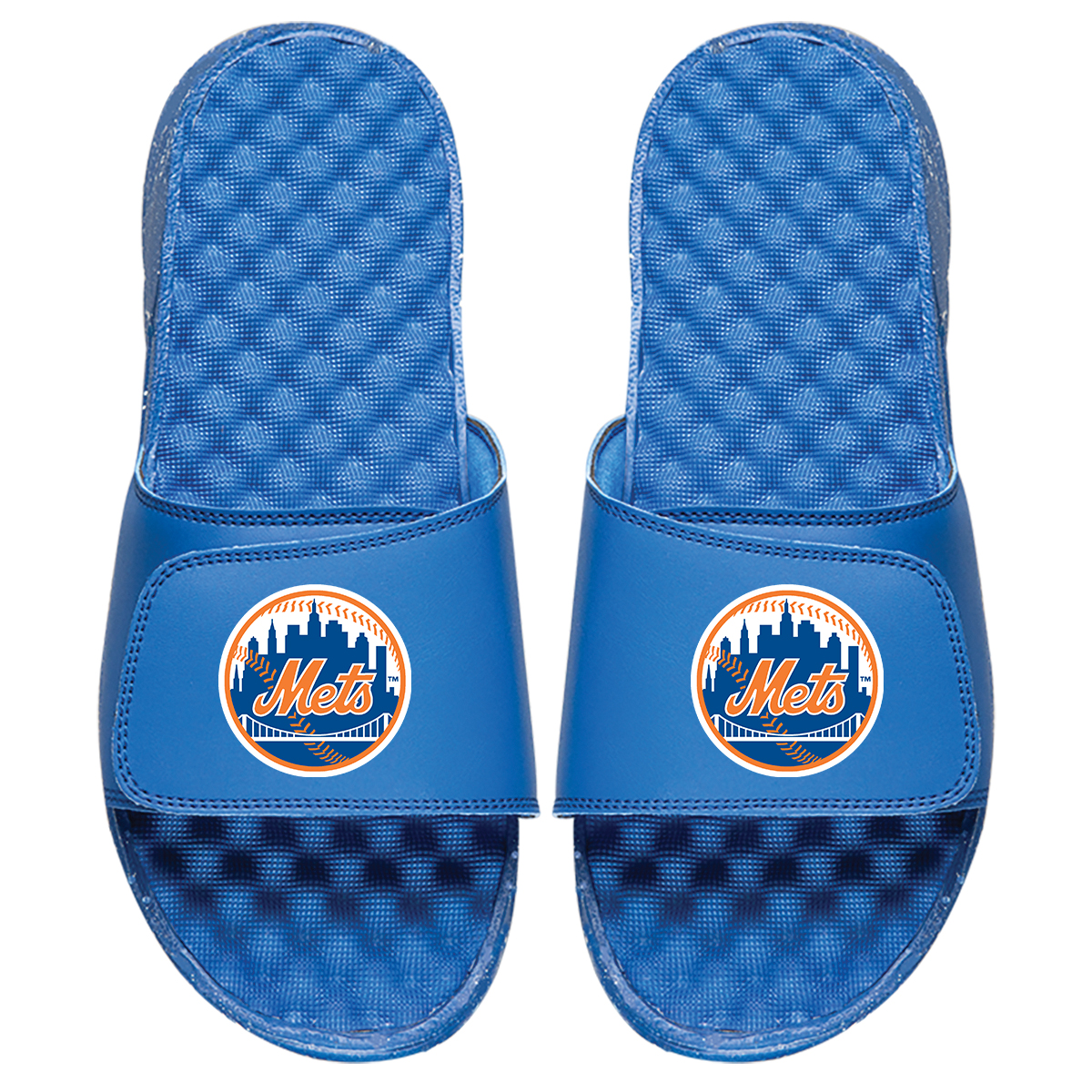 Men’s ISlide Royal New York Mets Personalized Primary Logo Slide Sandals