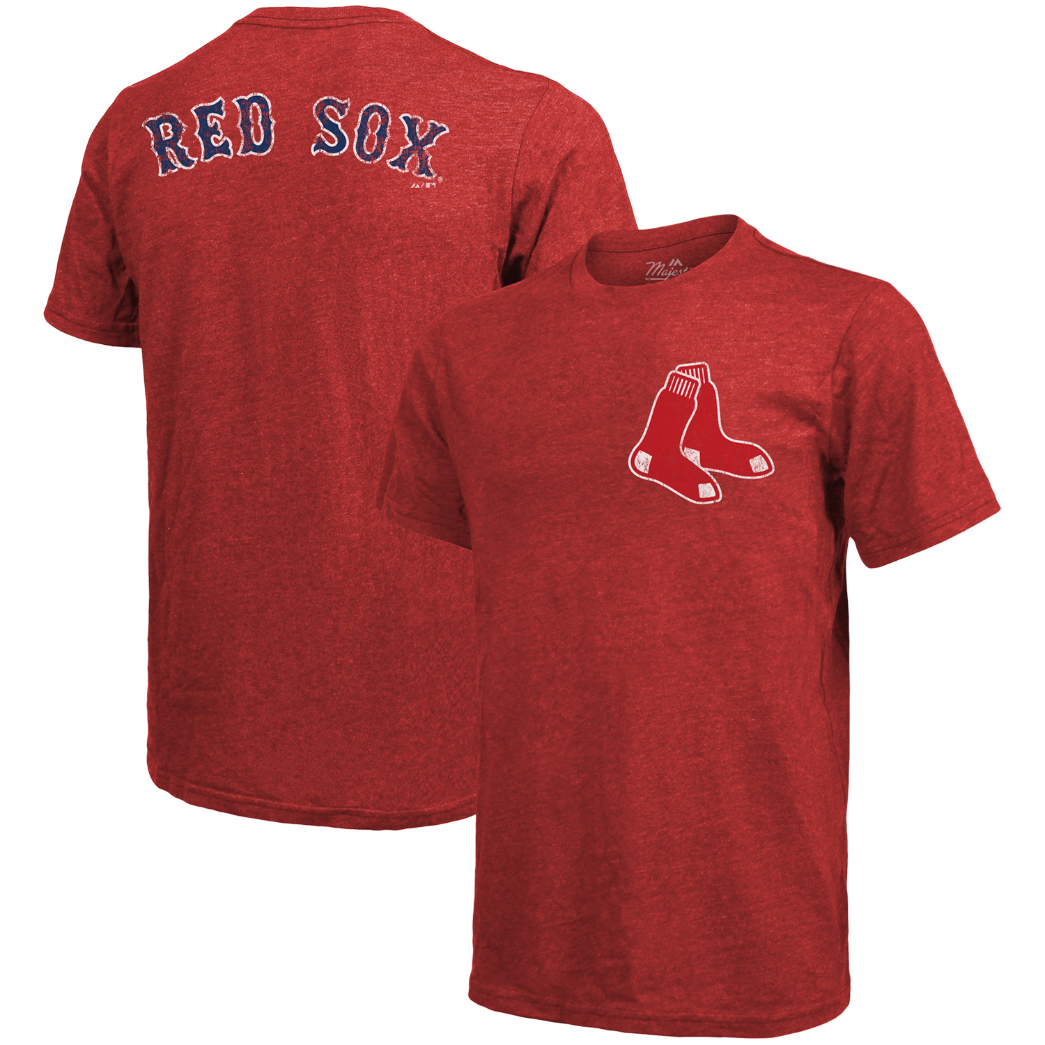 Men’s Majestic Threads Red Boston Red Sox Throwback Logo Tri-Blend T-Shirt