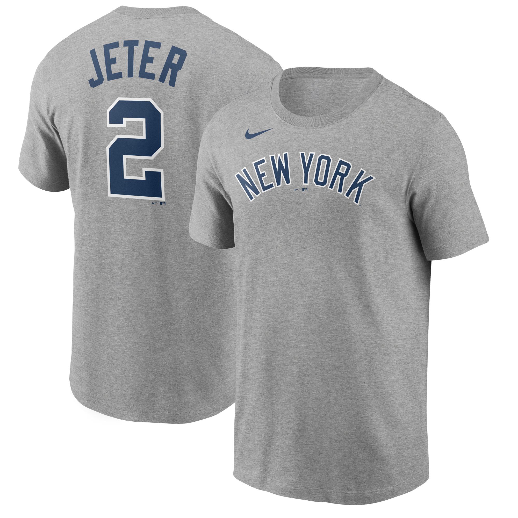 Men’s Nike Derek Jeter Gray New York Yankees Name & Number T-Shirt