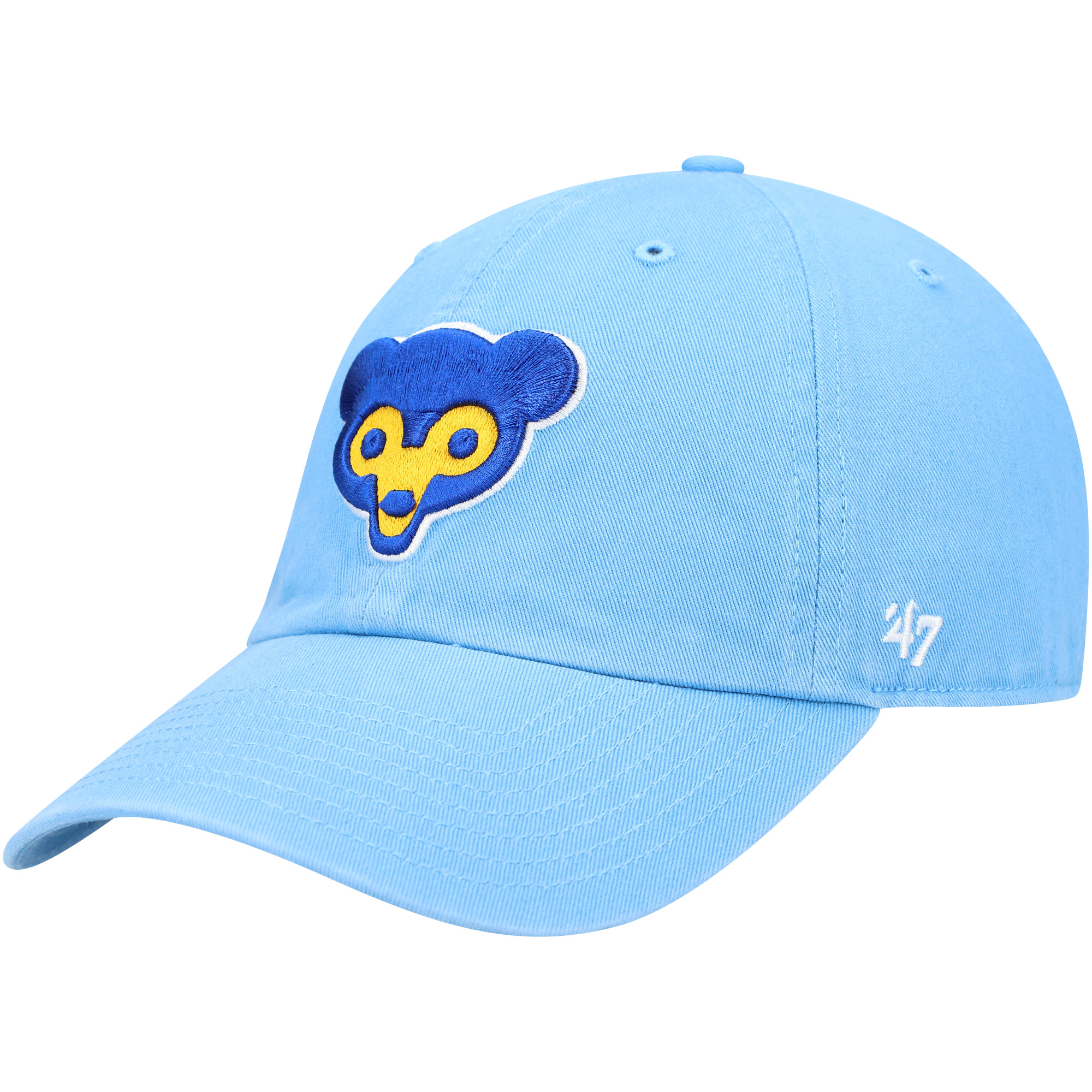 Men’s ’47 Light Blue Chicago Cubs Logo Cooperstown Collection Clean Up Adjustable Hat