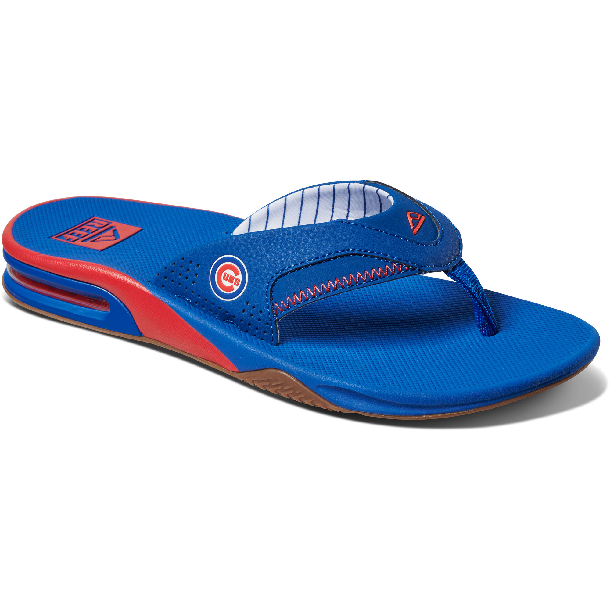 Men’s REEF Chicago Cubs Fanning Bottle Opener Sandals