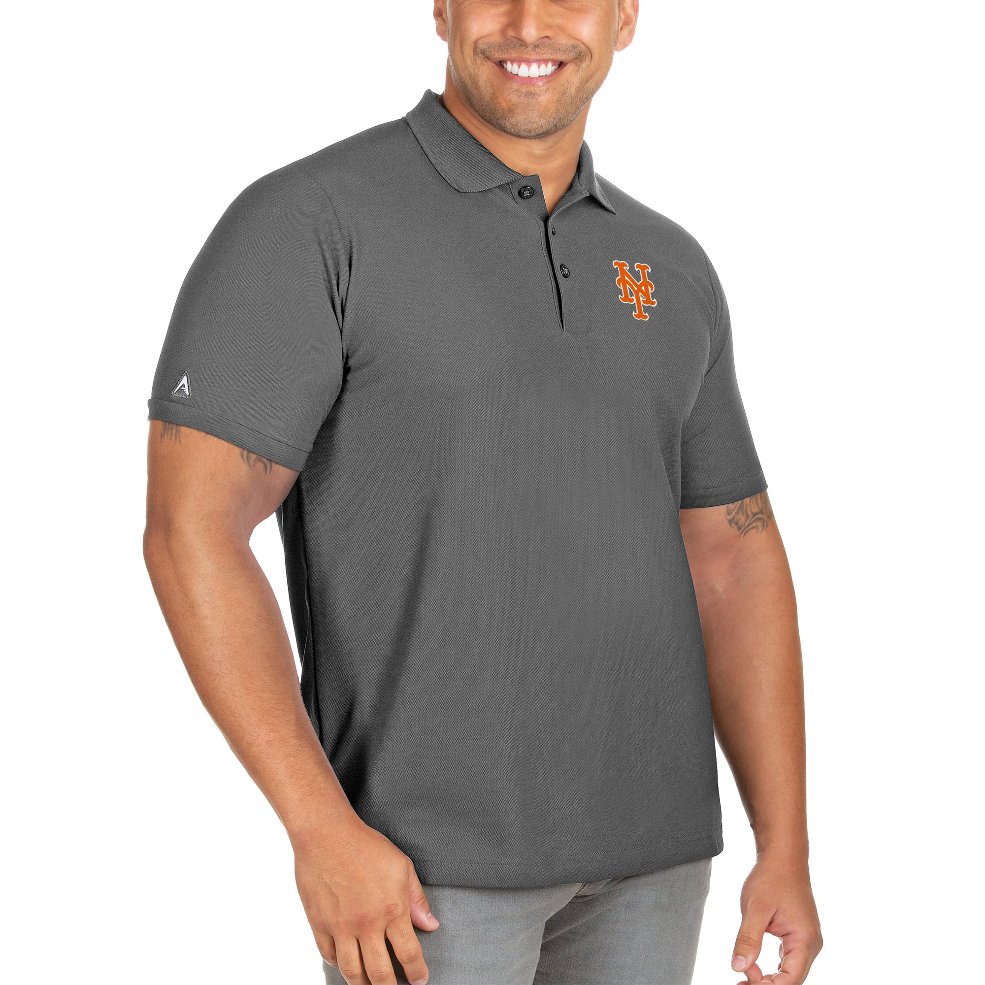 Men’s Antigua Gray New York Mets Big & Tall Legacy Pique Polo