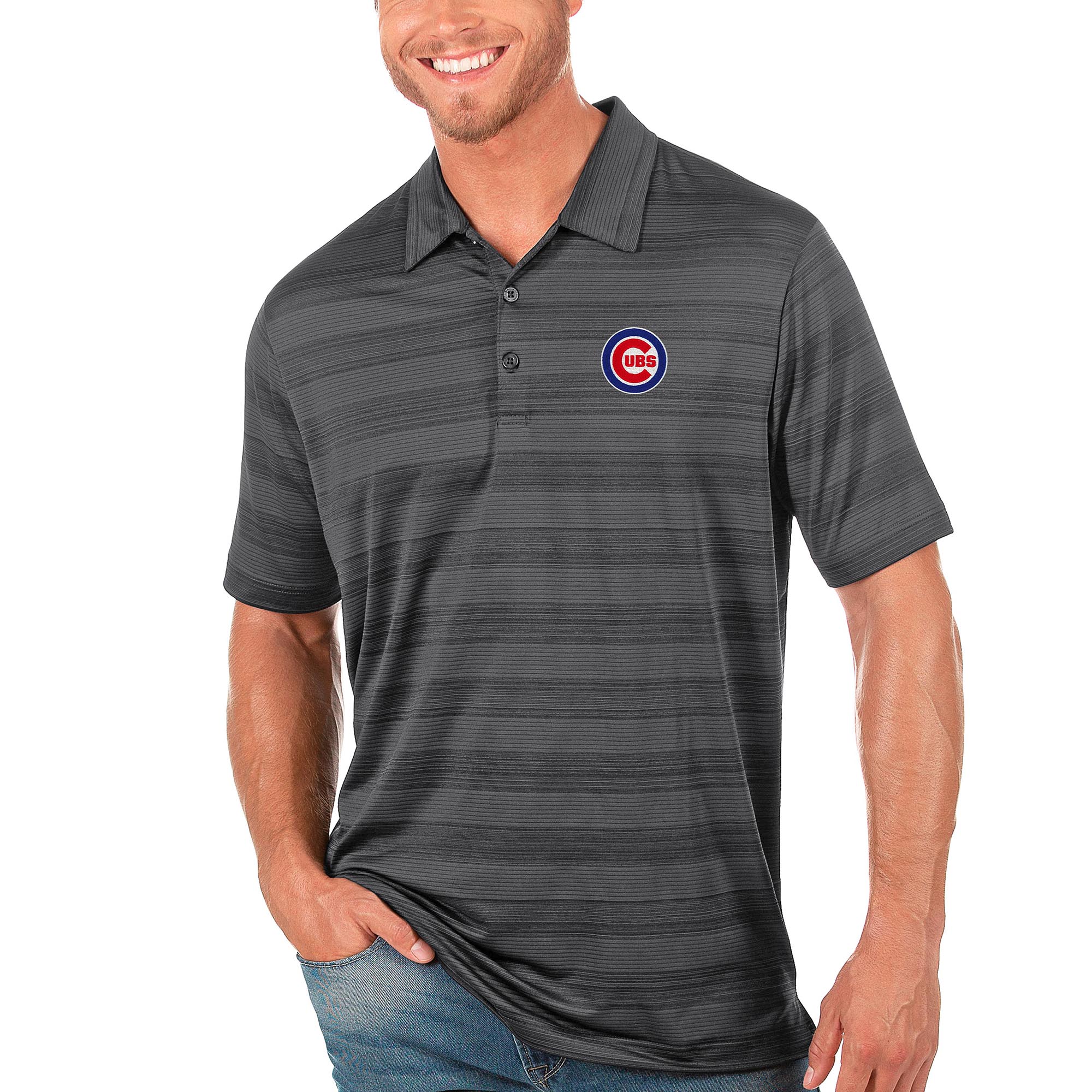 Men’s Antigua Gray Chicago Cubs Compass Polo