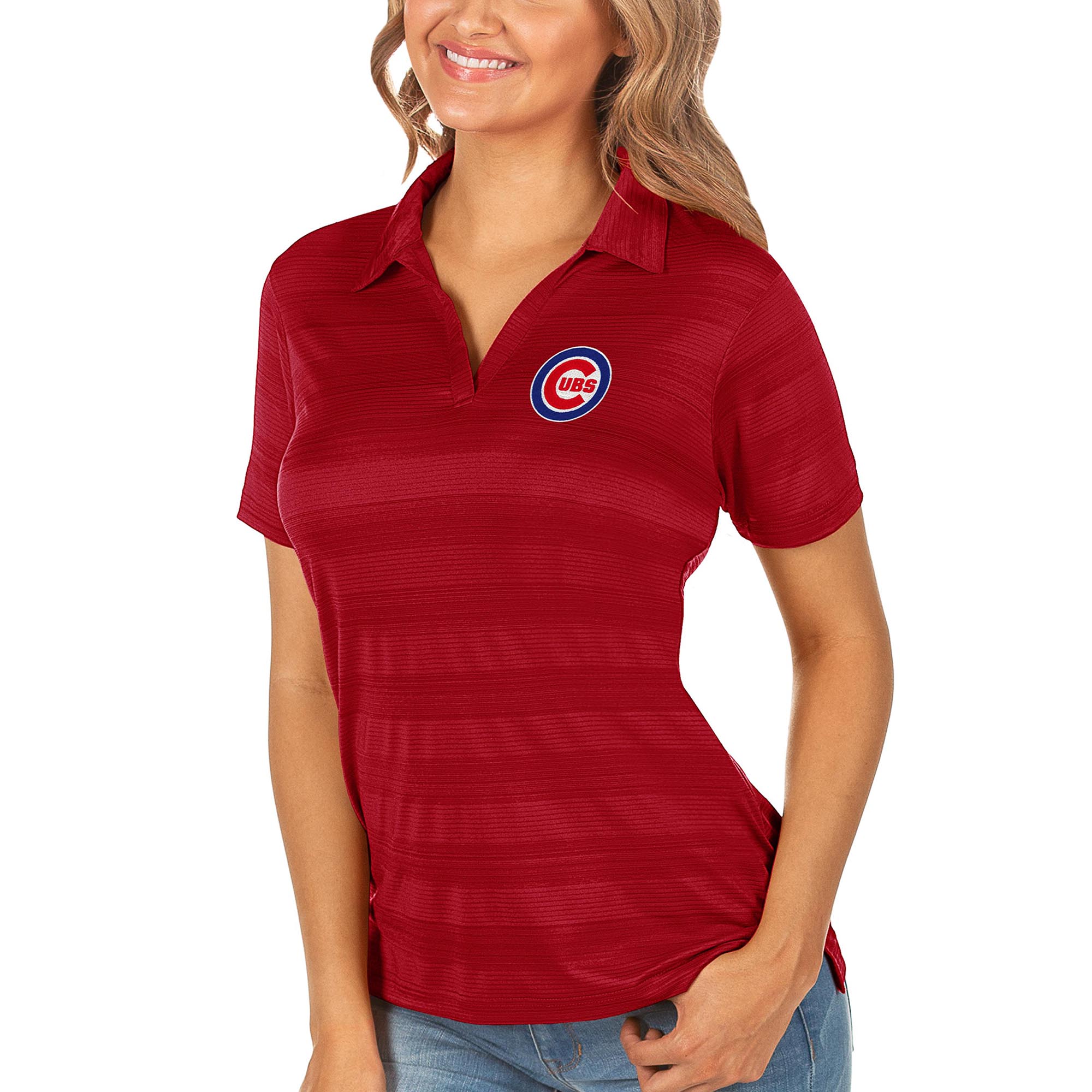 Women’s Antigua Red Chicago Cubs Compass Polo
