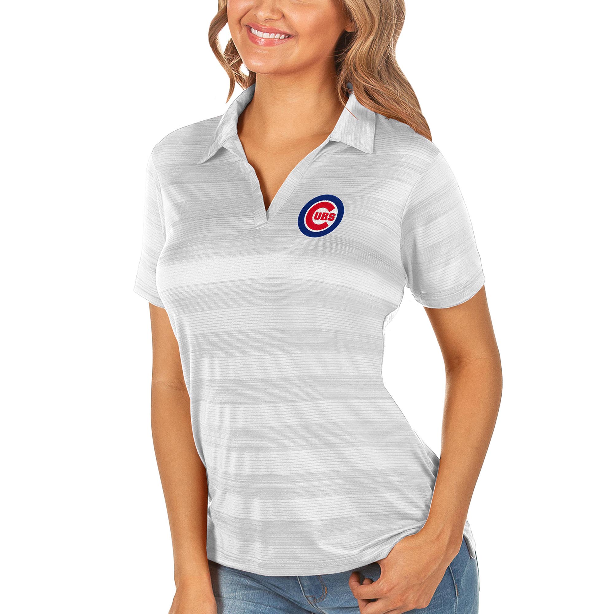 Women’s Antigua White Chicago Cubs Compass Polo