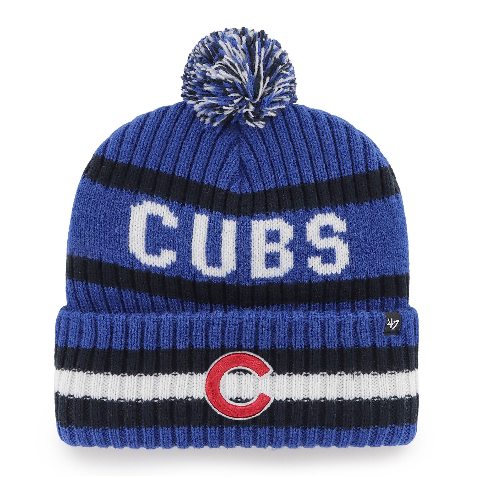 Men’s ’47 Royal Chicago Cubs Bering Cuffed Knit Hat with Pom