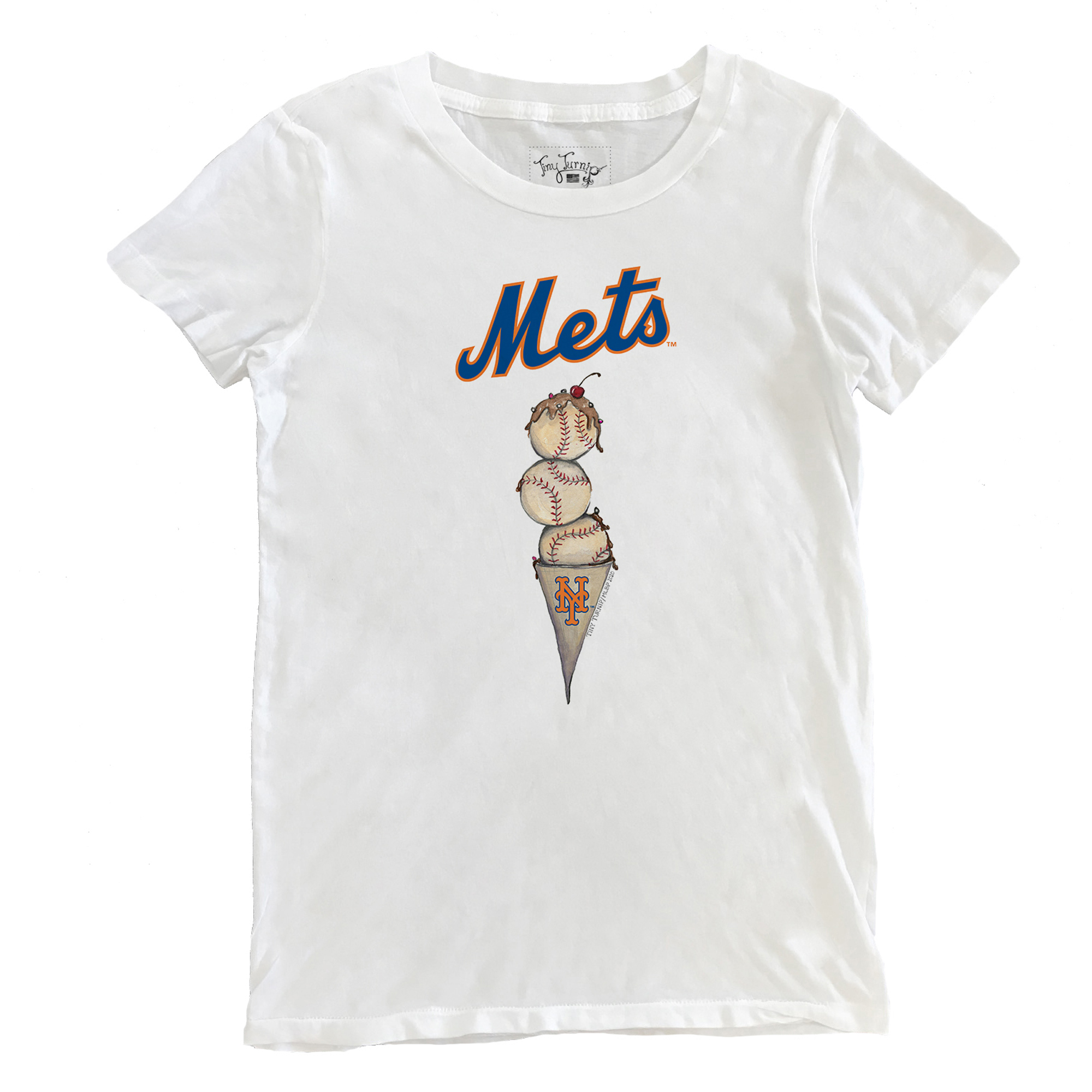 Women’s Tiny Turnip White New York Mets Triple Scoop T-Shirt