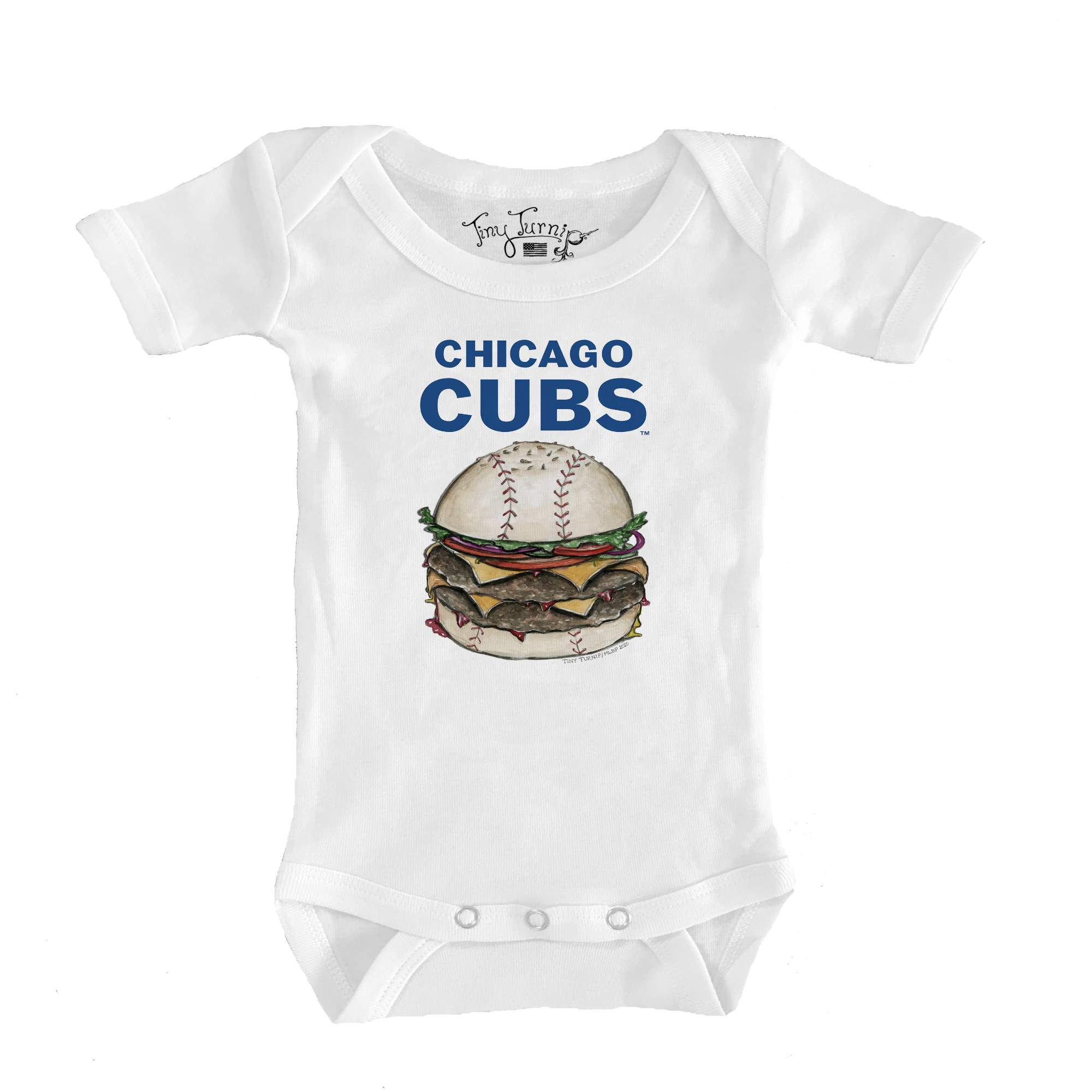 Infant Tiny Turnip White Chicago Cubs Burger Bodysuit