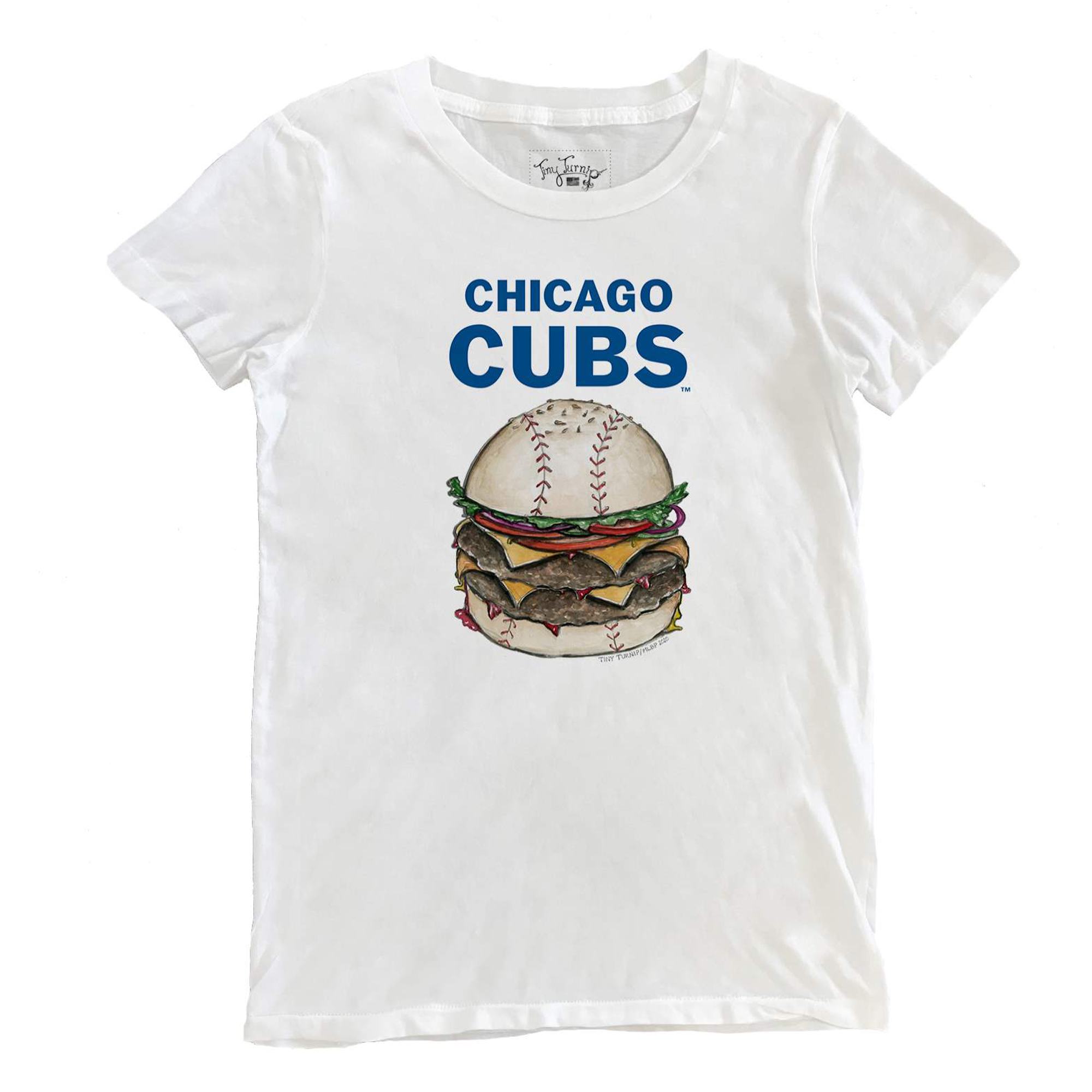 Women’s Tiny Turnip White Chicago Cubs Burger T-Shirt