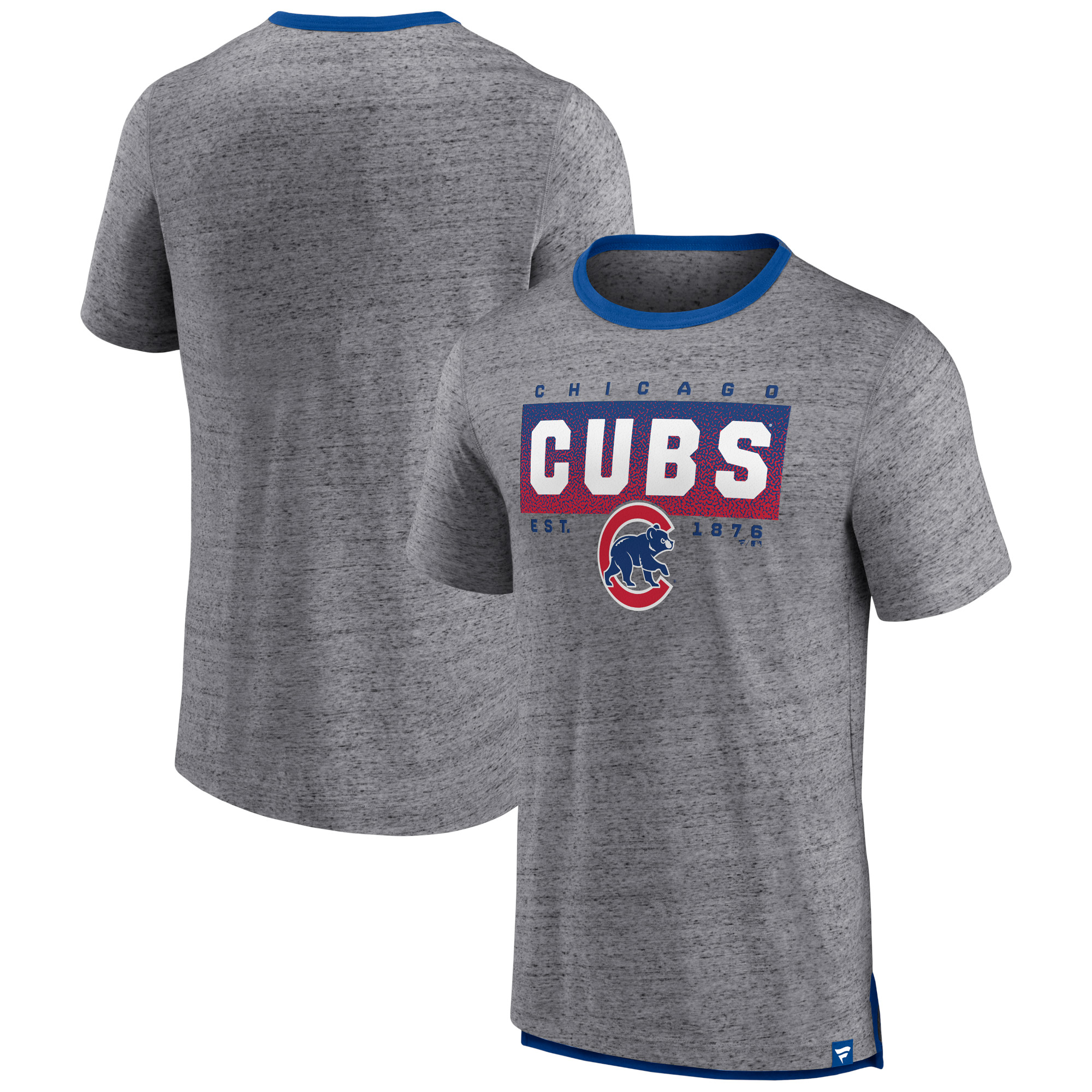 Men’s Fanatics Heathered Gray Chicago Cubs Iconic Team Element Speckled Ringer T-Shirt