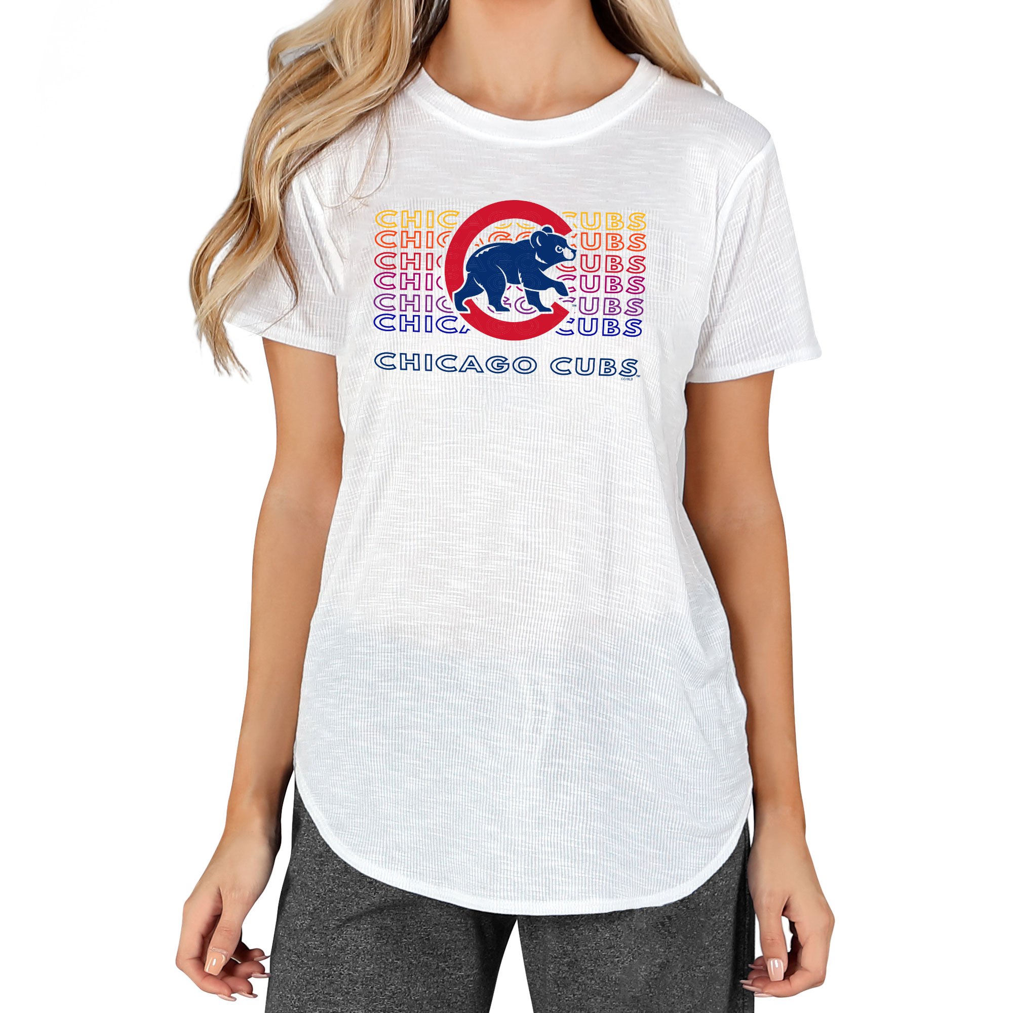 Women’s Concepts Sport White Chicago Cubs Gable Knit T-Shirt