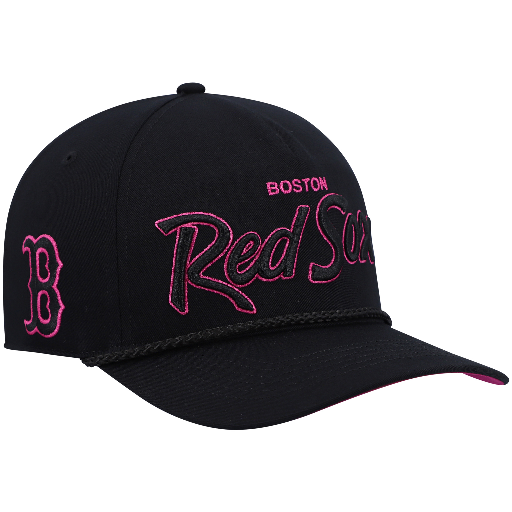 Men’s ’47 Black Boston Red Sox Hitch Orchid Undervisor Snapback Hat