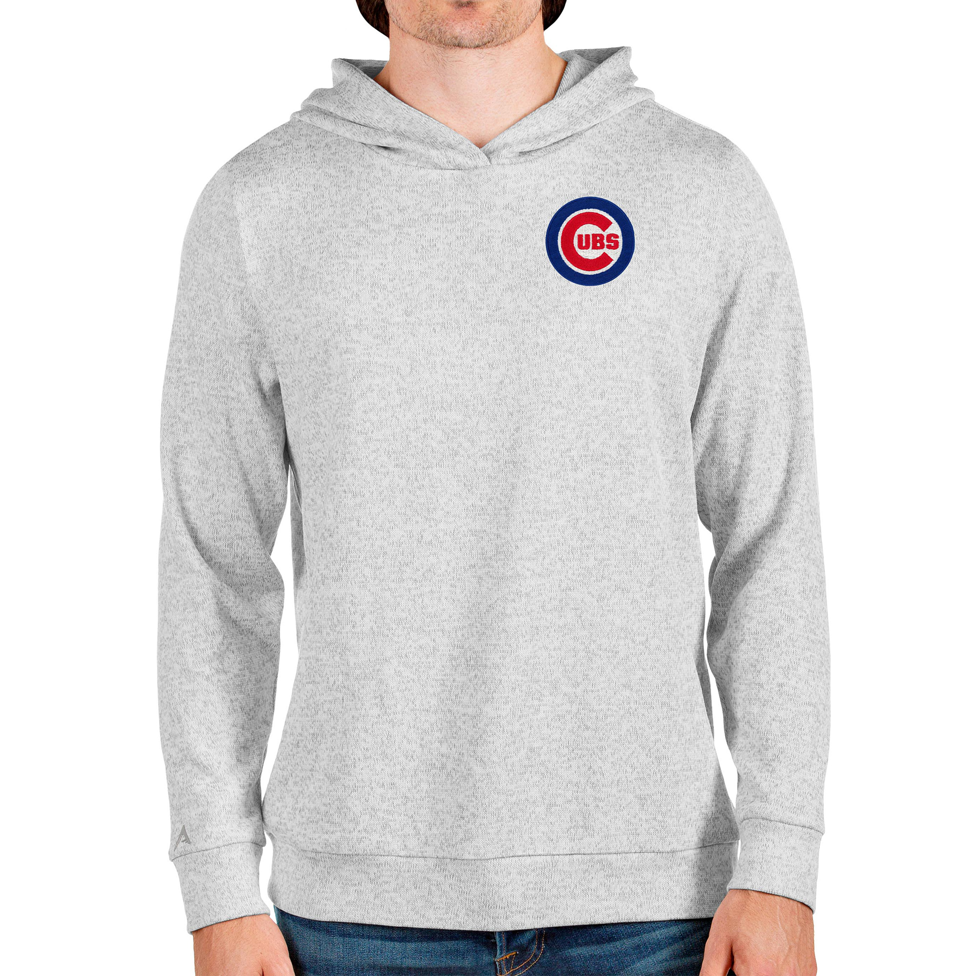 Men’s Antigua Heathered Gray Chicago Cubs Absolute Pullover Hoodie