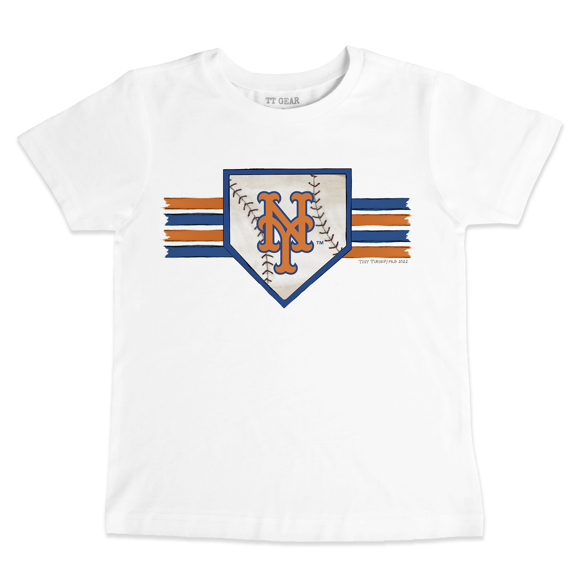 Youth Tiny Turnip White New York Mets Base Stripe T-Shirt