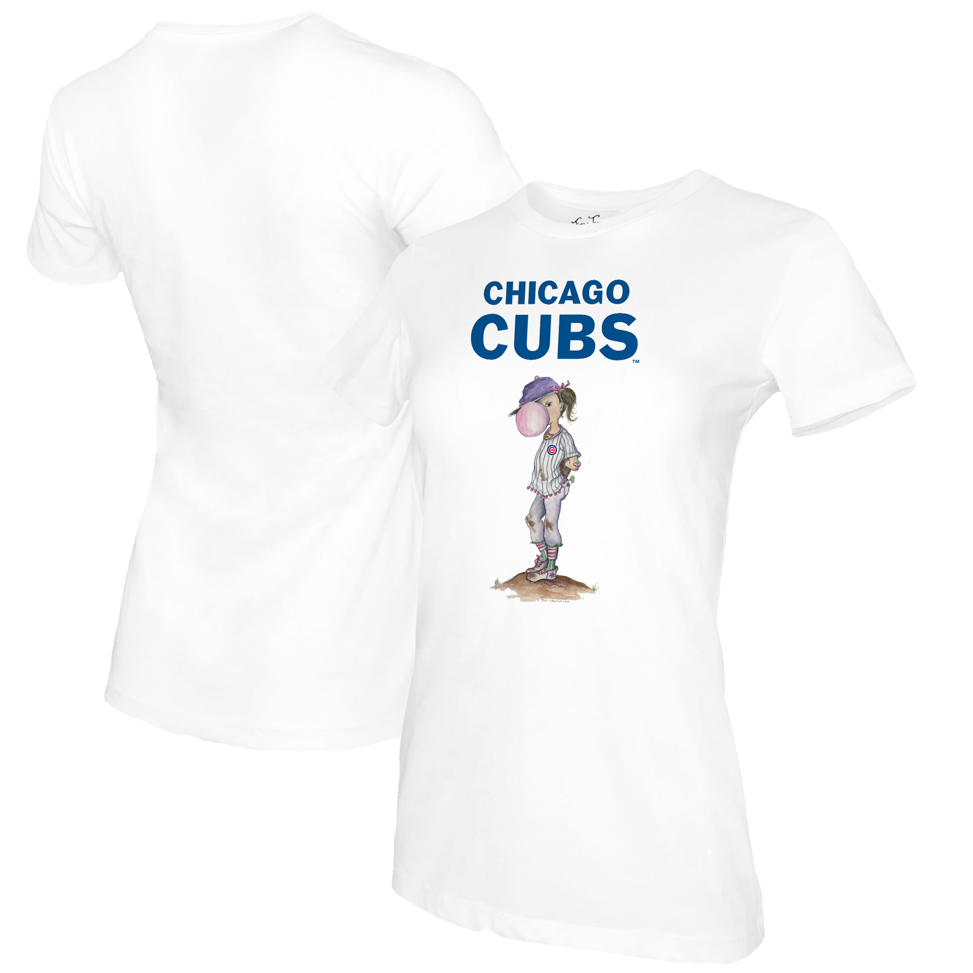 Women’s Tiny Turnip White Chicago Cubs Bubbles T-Shirt