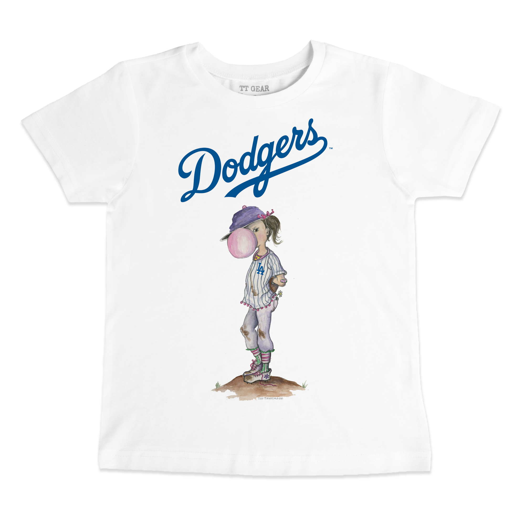 Infant Tiny Turnip White Los Angeles Dodgers Bubbles T-Shirt